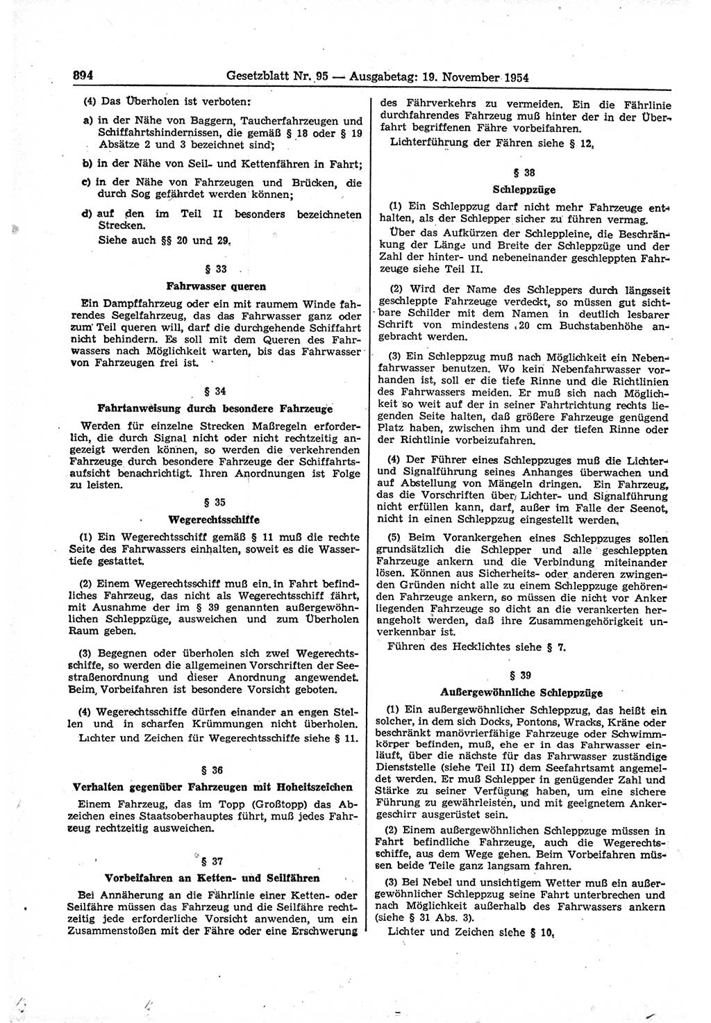 Gesetzblatt (GBl.) der Deutschen Demokratischen Republik (DDR) 1954, Seite 894 (GBl. DDR 1954, S. 894)
