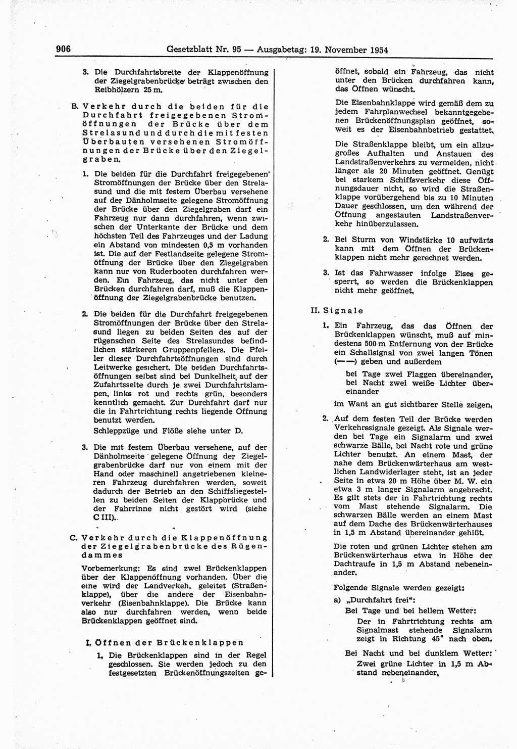 Gesetzblatt (GBl.) der Deutschen Demokratischen Republik (DDR) 1954, Seite 906 (GBl. DDR 1954, S. 906)