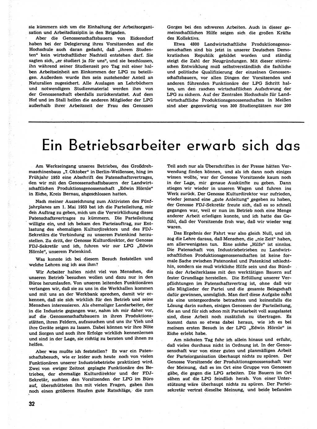 Neuer Weg (NW), Organ des Zentralkomitees (ZK) der SED (Sozialistische Einheitspartei Deutschlands) für alle Parteiarbeiter, 9. Jahrgang [Deutsche Demokratische Republik (DDR)] 1954, Heft 1/32 (NW ZK SED DDR 1954, H. 1/32)