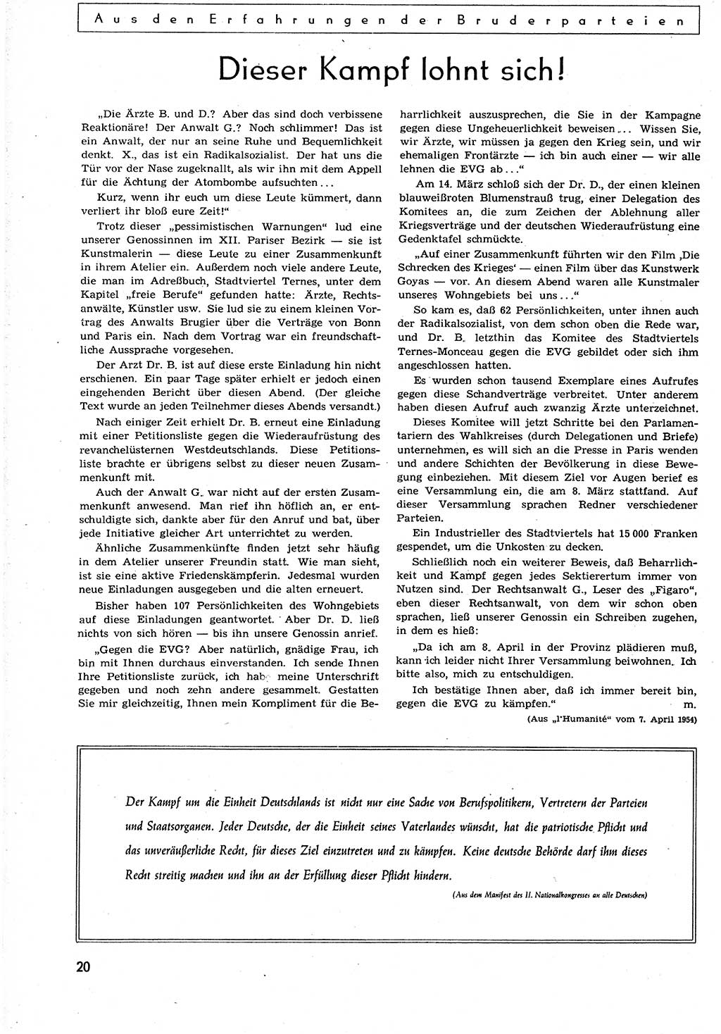 Neuer Weg (NW), Organ des Zentralkomitees (ZK) der SED (Sozialistische Einheitspartei Deutschlands) für alle Parteiarbeiter, 9. Jahrgang [Deutsche Demokratische Republik (DDR)] 1954, Heft 10/20 (NW ZK SED DDR 1954, H. 10/20)