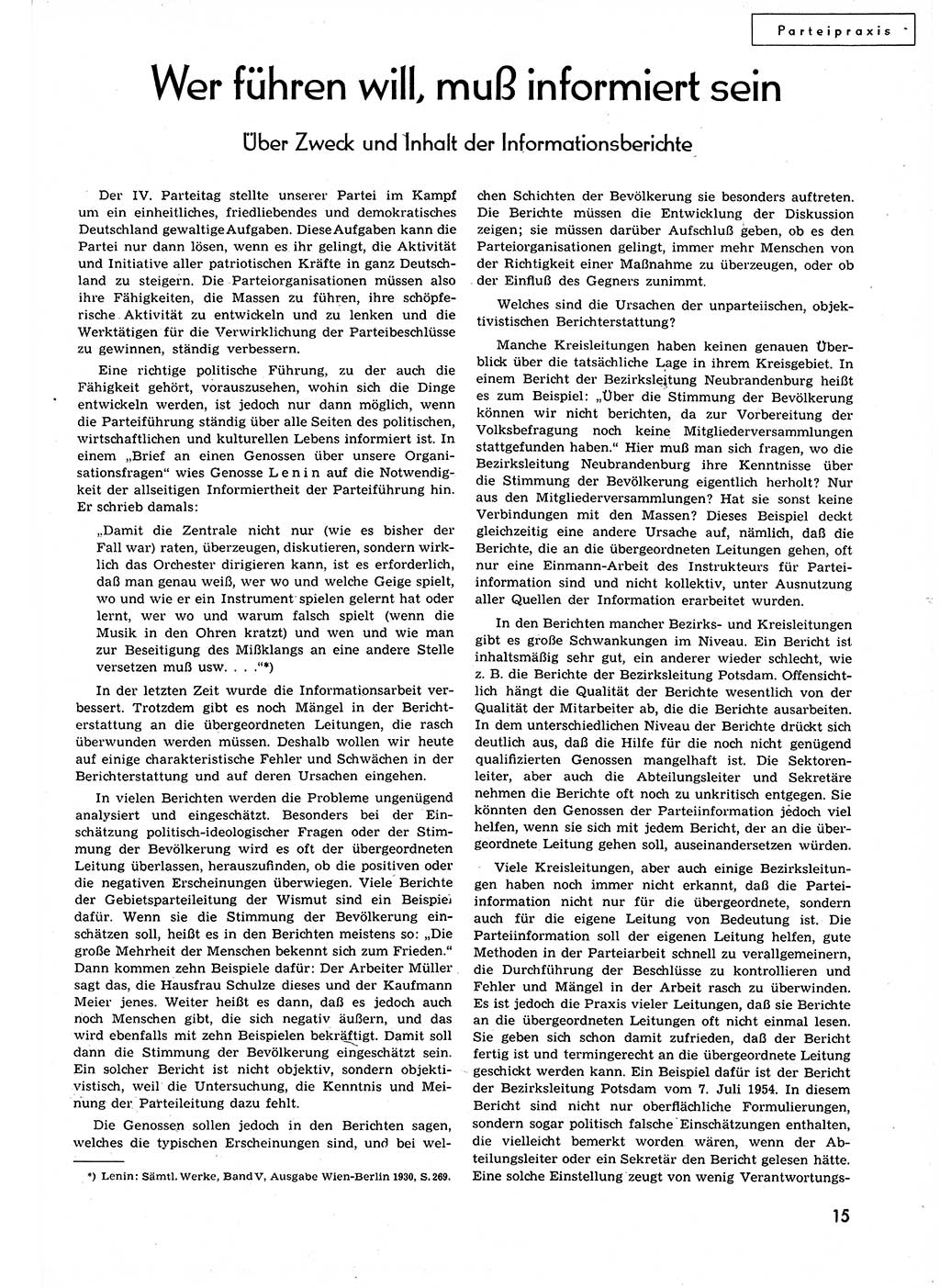 Neuer Weg (NW), Organ des Zentralkomitees (ZK) der SED (Sozialistische Einheitspartei Deutschlands) für alle Parteiarbeiter, 9. Jahrgang [Deutsche Demokratische Republik (DDR)] 1954, Heft 20/15 (NW ZK SED DDR 1954, H. 20/15)