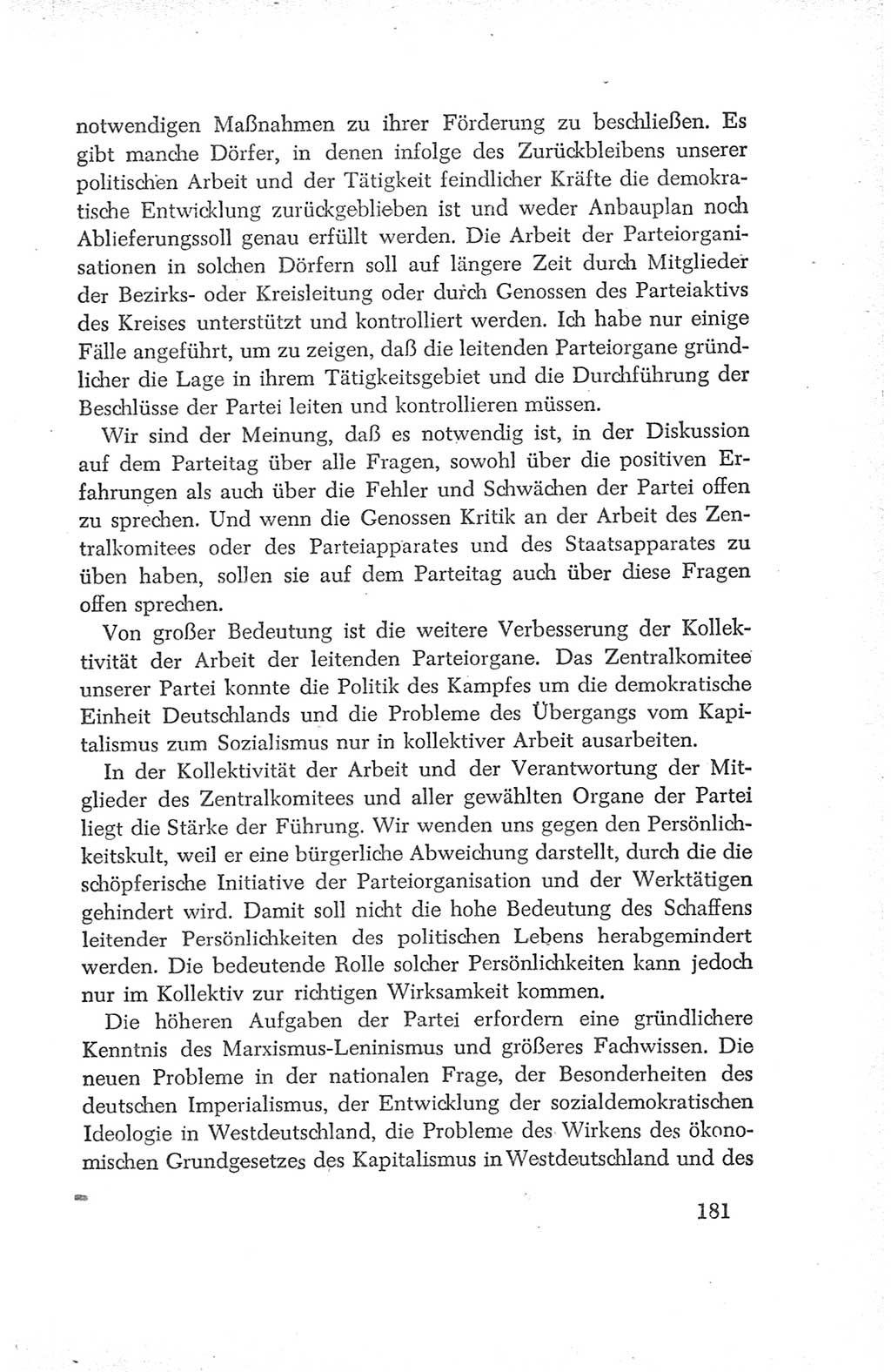 Protokoll der Verhandlungen des Ⅳ. Parteitages der Sozialistischen Einheitspartei Deutschlands (SED) [Deutsche Demokratische Republik (DDR)] 1954, Seite 181