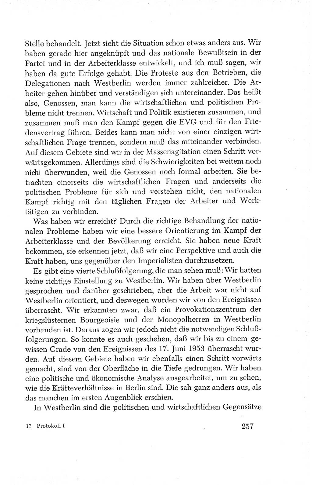 Protokoll der Verhandlungen des Ⅳ. Parteitages der Sozialistischen Einheitspartei Deutschlands (SED) [Deutsche Demokratische Republik (DDR)] 1954, Seite 257