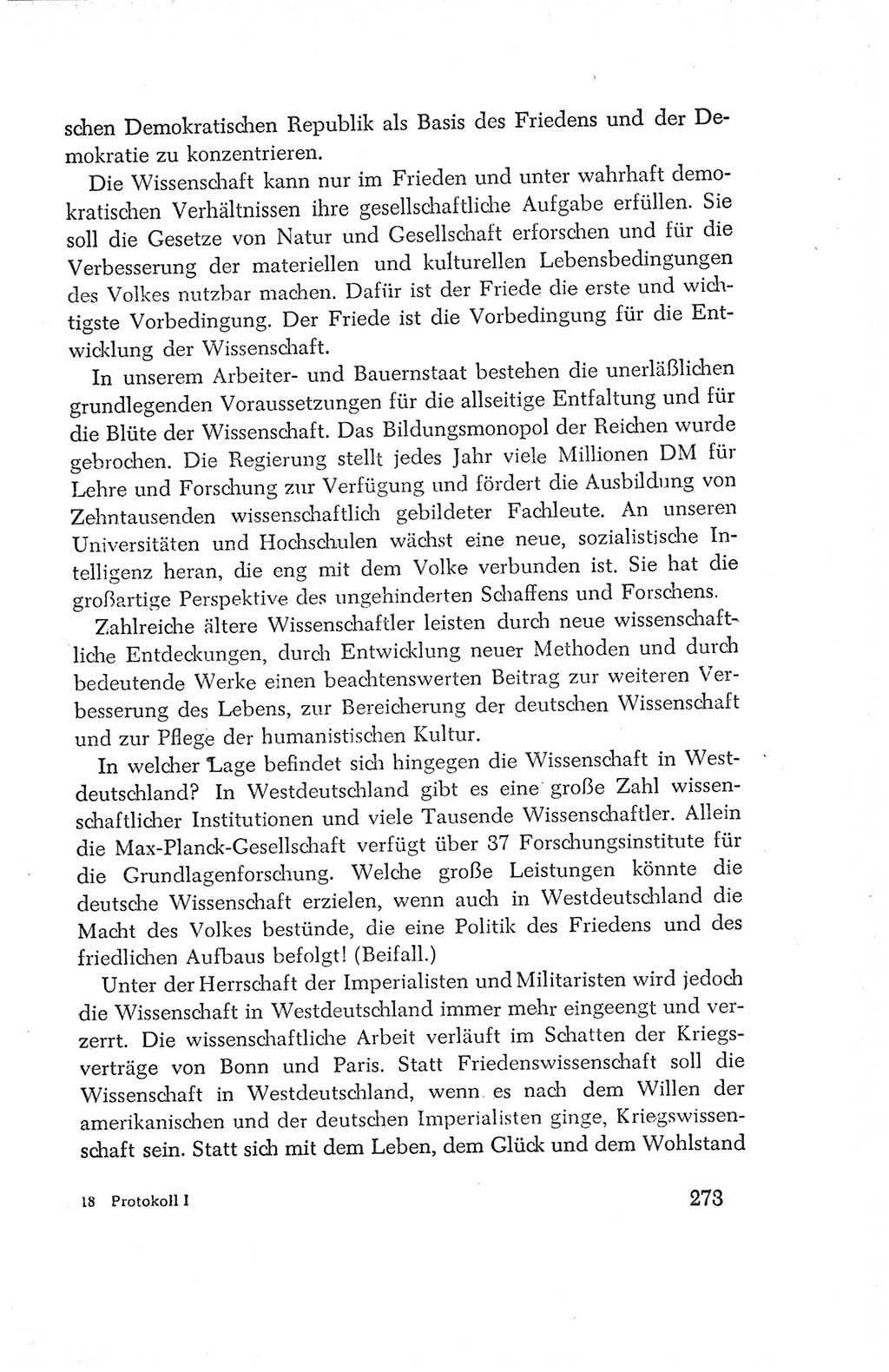 Protokoll der Verhandlungen des Ⅳ. Parteitages der Sozialistischen Einheitspartei Deutschlands (SED) [Deutsche Demokratische Republik (DDR)] 1954, Seite 273