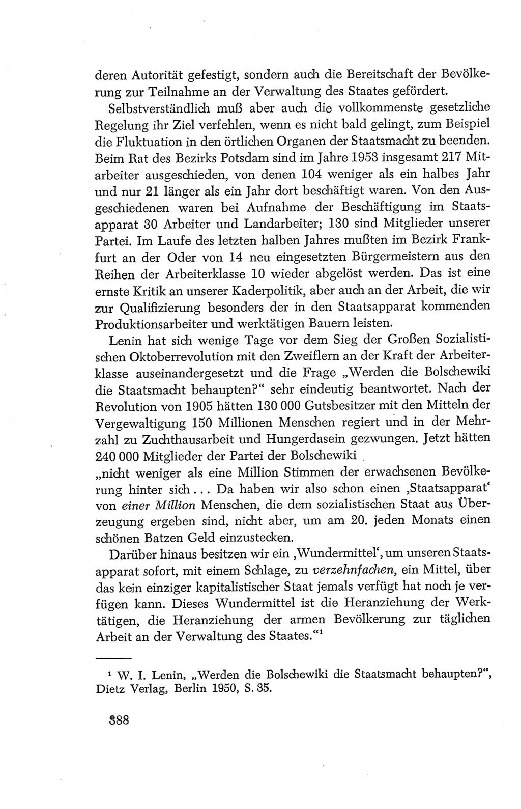 Protokoll der Verhandlungen des Ⅳ. Parteitages der Sozialistischen Einheitspartei Deutschlands (SED) [Deutsche Demokratische Republik (DDR)] 1954, Seite 388