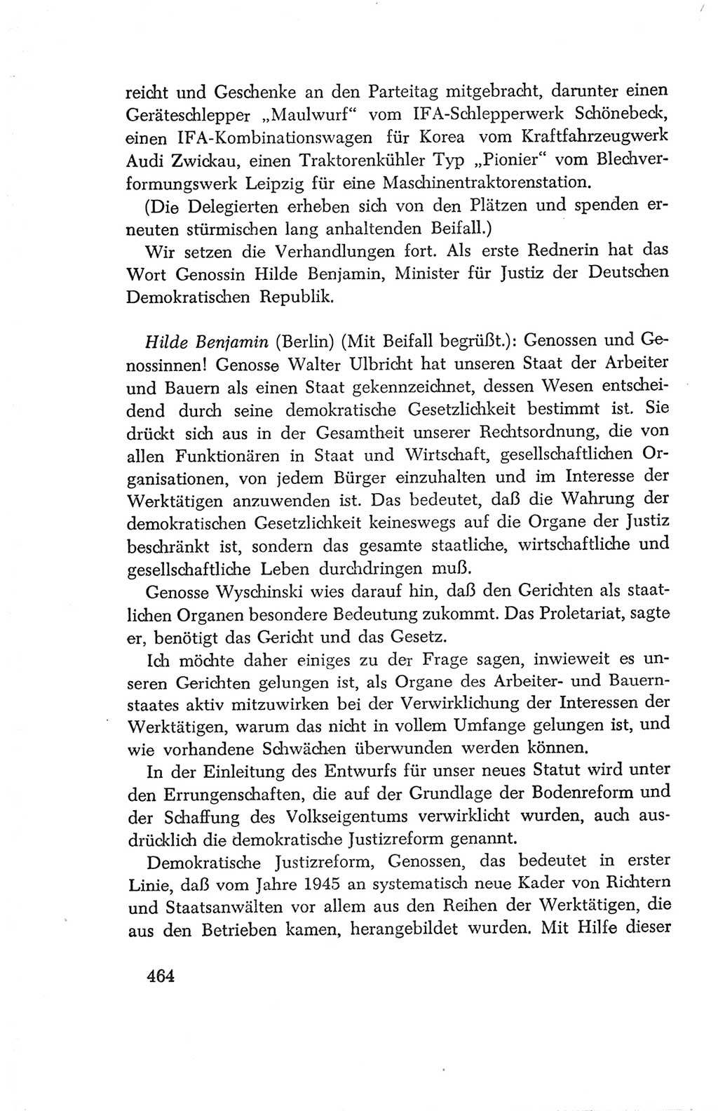 Protokoll der Verhandlungen des Ⅳ. Parteitages der Sozialistischen Einheitspartei Deutschlands (SED) [Deutsche Demokratische Republik (DDR)] 1954, Seite 464