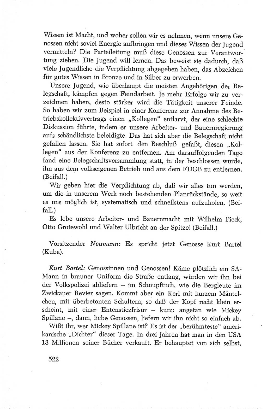 Protokoll der Verhandlungen des Ⅳ. Parteitages der Sozialistischen Einheitspartei Deutschlands (SED) [Deutsche Demokratische Republik (DDR)] 1954, Seite 522