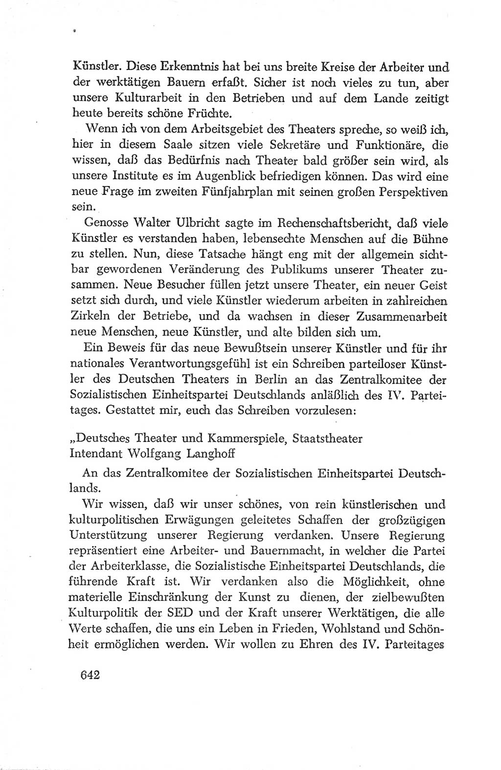 Protokoll der Verhandlungen des Ⅳ. Parteitages der Sozialistischen Einheitspartei Deutschlands (SED) [Deutsche Demokratische Republik (DDR)] 1954, Seite 642