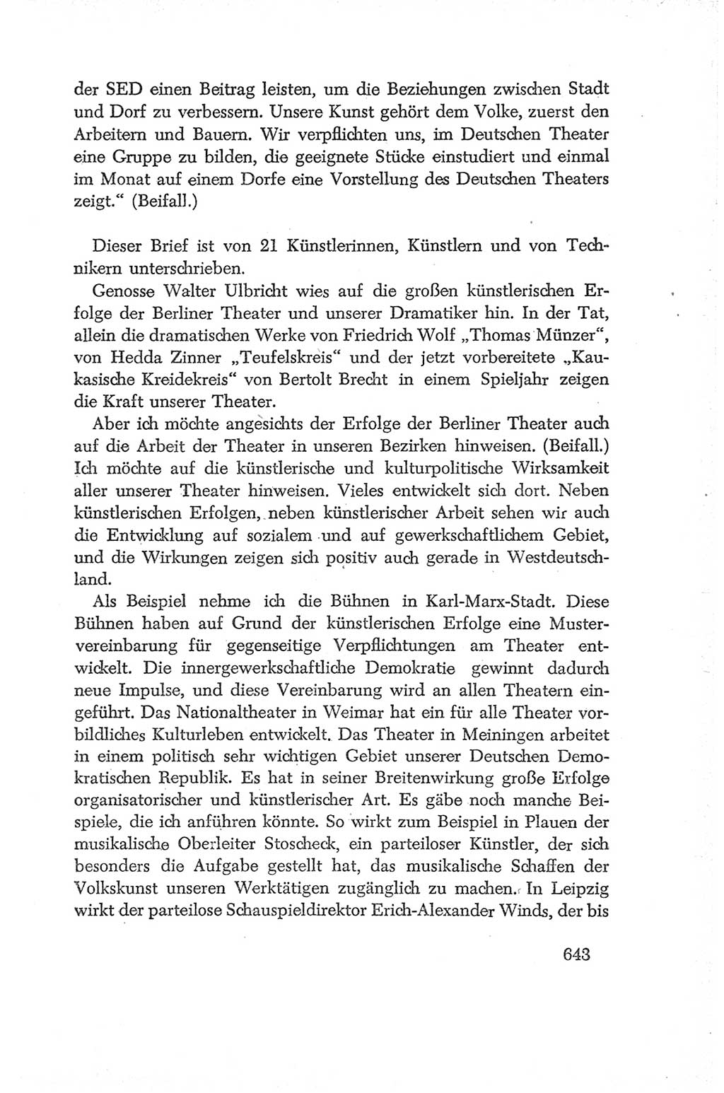 Protokoll der Verhandlungen des Ⅳ. Parteitages der Sozialistischen Einheitspartei Deutschlands (SED) [Deutsche Demokratische Republik (DDR)] 1954, Seite 643