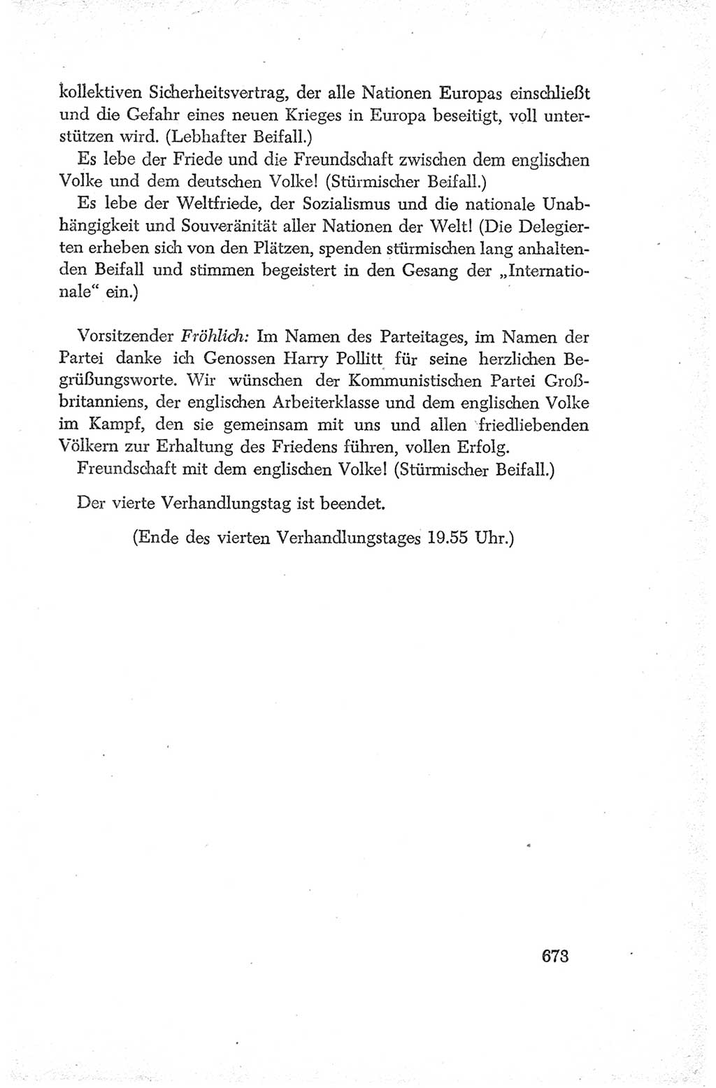 Protokoll der Verhandlungen des Ⅳ. Parteitages der Sozialistischen Einheitspartei Deutschlands (SED) [Deutsche Demokratische Republik (DDR)] 1954, Seite 673