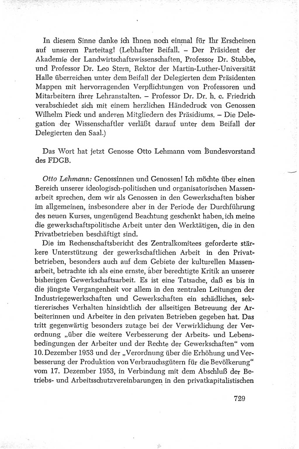 Protokoll der Verhandlungen des Ⅳ. Parteitages der Sozialistischen Einheitspartei Deutschlands (SED) [Deutsche Demokratische Republik (DDR)] 1954, Seite 729