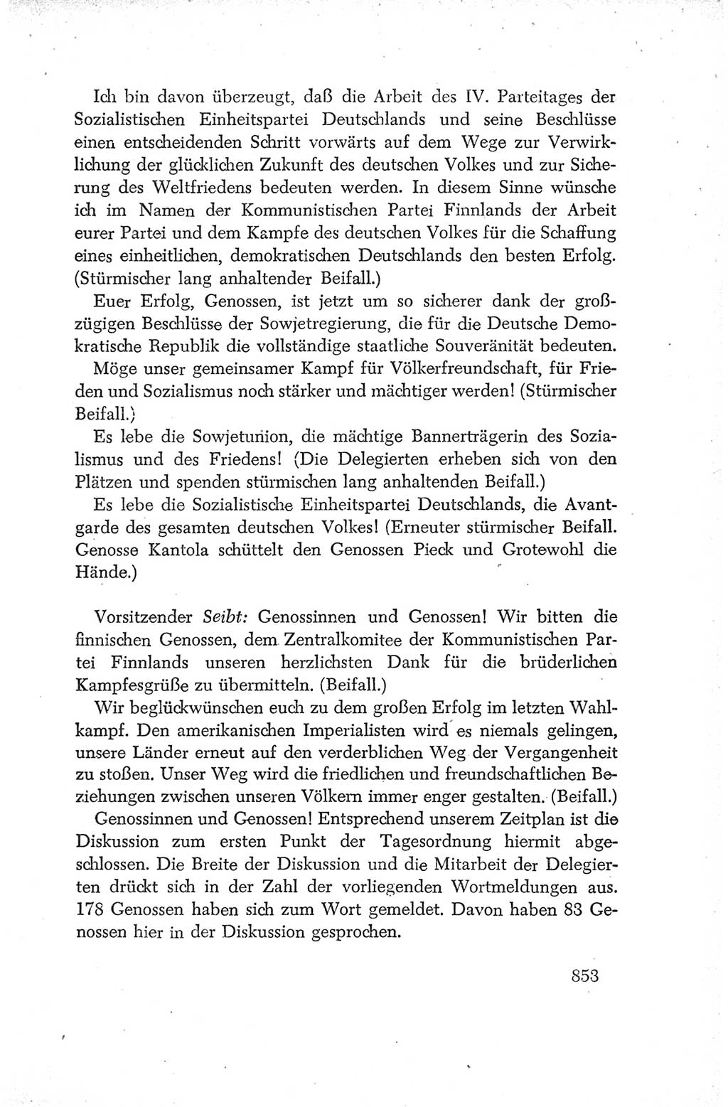 Protokoll der Verhandlungen des Ⅳ. Parteitages der Sozialistischen Einheitspartei Deutschlands (SED) [Deutsche Demokratische Republik (DDR)] 1954, Seite 853