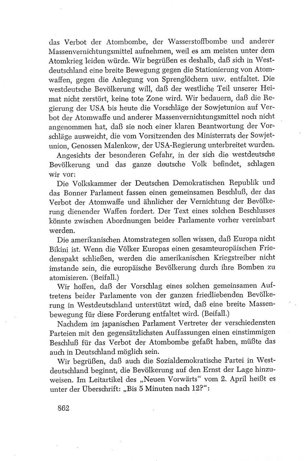 Protokoll der Verhandlungen des Ⅳ. Parteitages der Sozialistischen Einheitspartei Deutschlands (SED) [Deutsche Demokratische Republik (DDR)] 1954, Seite 862
