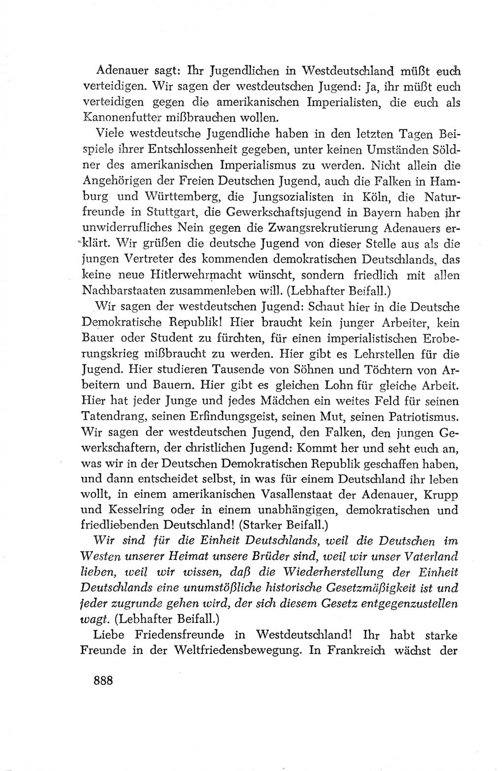Protokoll der Verhandlungen des Ⅳ. Parteitages der Sozialistischen Einheitspartei Deutschlands (SED) [Deutsche Demokratische Republik (DDR)] 1954, Seite 888