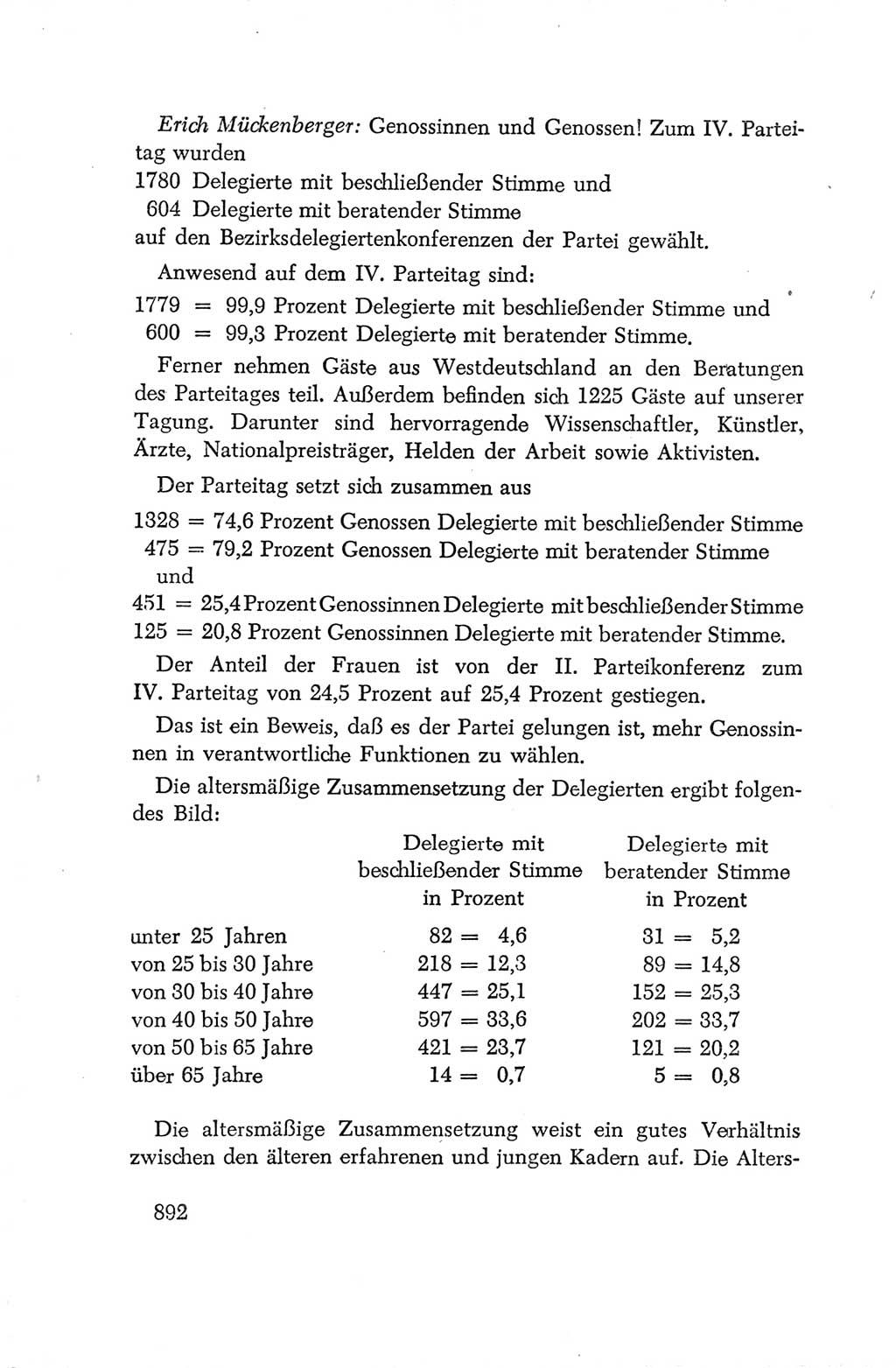 Protokoll der Verhandlungen des Ⅳ. Parteitages der Sozialistischen Einheitspartei Deutschlands (SED) [Deutsche Demokratische Republik (DDR)] 1954, Seite 892
