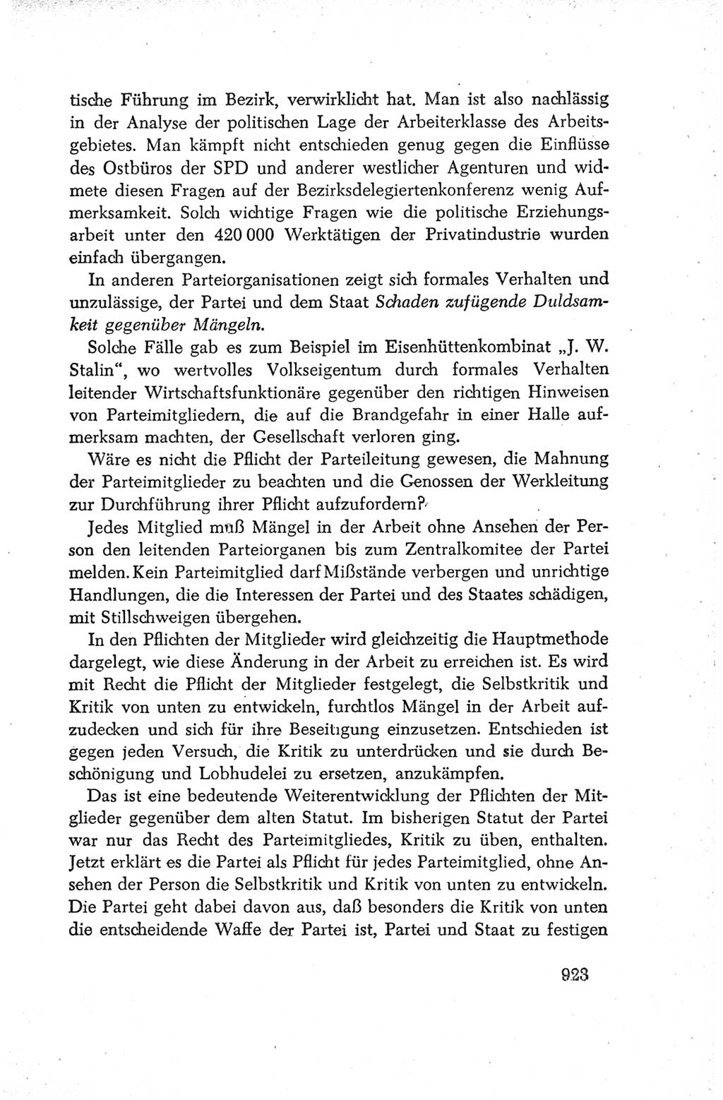 Protokoll der Verhandlungen des Ⅳ. Parteitages der Sozialistischen Einheitspartei Deutschlands (SED) [Deutsche Demokratische Republik (DDR)] 1954, Seite 923