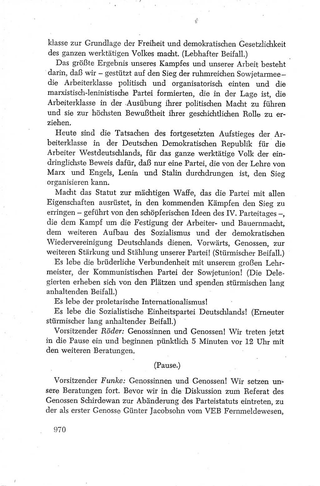 Protokoll der Verhandlungen des Ⅳ. Parteitages der Sozialistischen Einheitspartei Deutschlands (SED) [Deutsche Demokratische Republik (DDR)] 1954, Seite 970