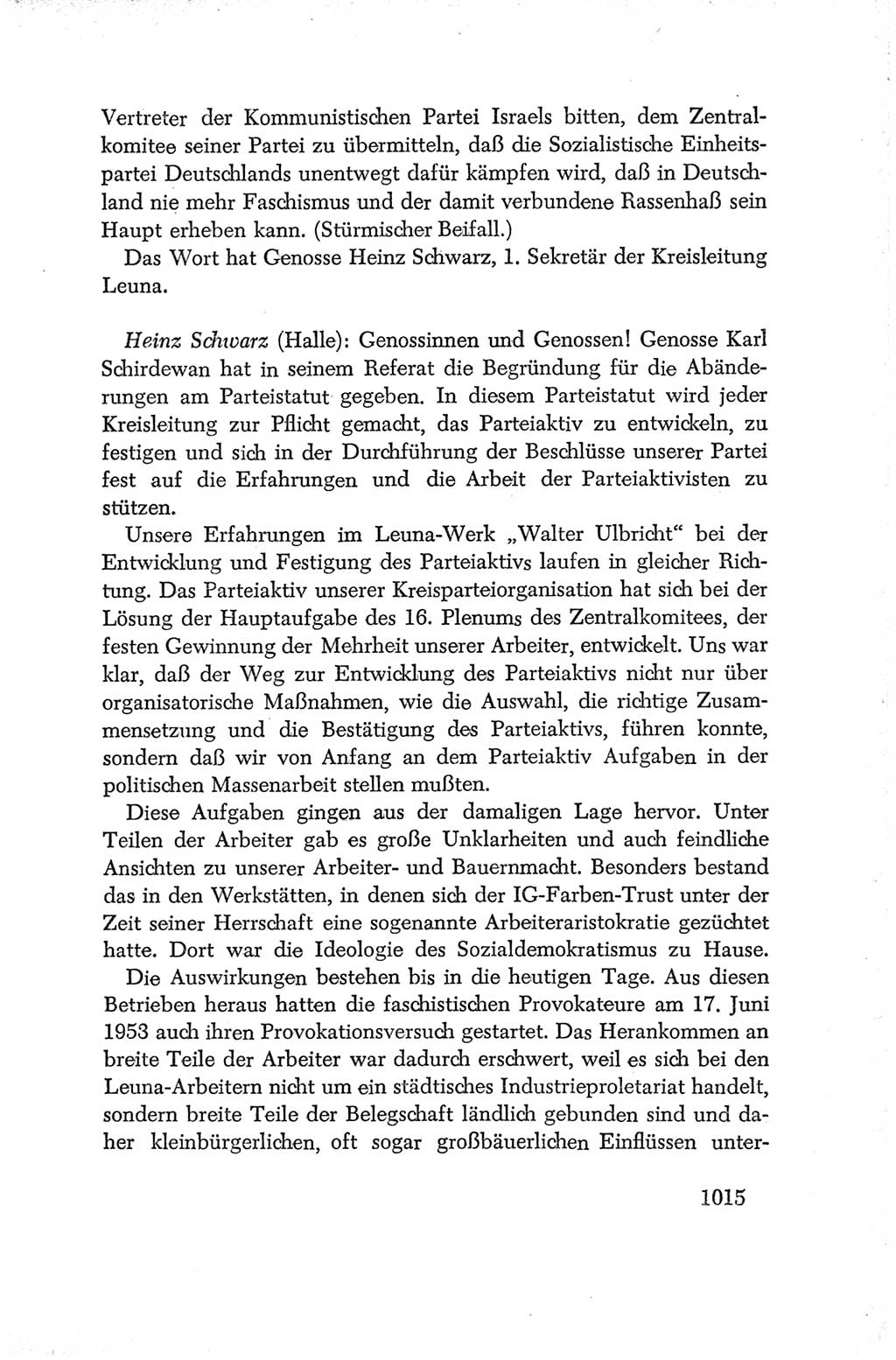Protokoll der Verhandlungen des Ⅳ. Parteitages der Sozialistischen Einheitspartei Deutschlands (SED) [Deutsche Demokratische Republik (DDR)] 1954, Seite 1015