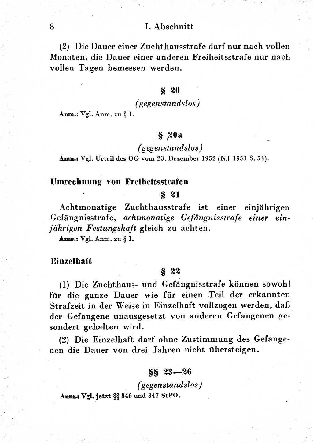 Strafgesetzbuch (StGB) und andere Strafgesetze [Deutsche Demokratische Republik (DDR)] 1954, Seite 8 (StGB Strafges. DDR 1954, S. 8)