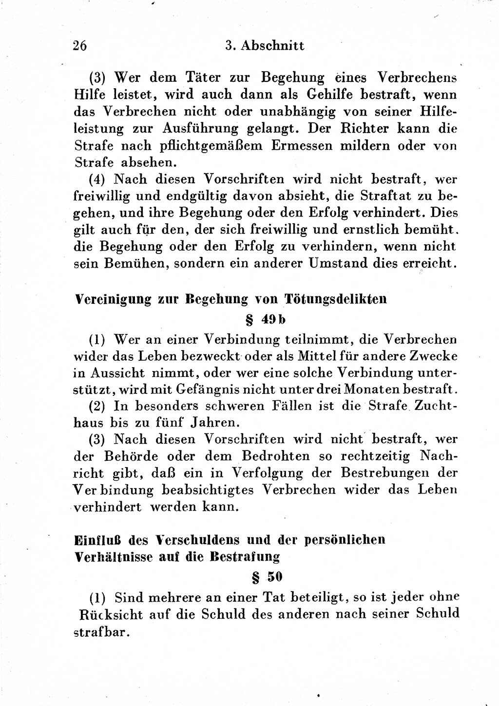 Strafgesetzbuch (StGB) und andere Strafgesetze [Deutsche Demokratische Republik (DDR)] 1954, Seite 26 (StGB Strafges. DDR 1954, S. 26)