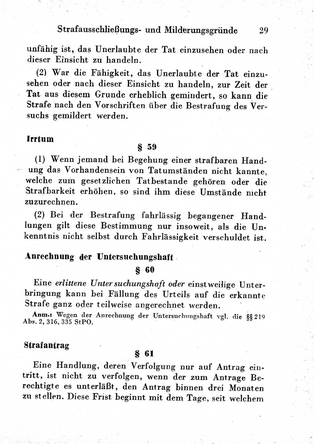 Strafgesetzbuch (StGB) und andere Strafgesetze [Deutsche Demokratische Republik (DDR)] 1954, Seite 29 (StGB Strafges. DDR 1954, S. 29)