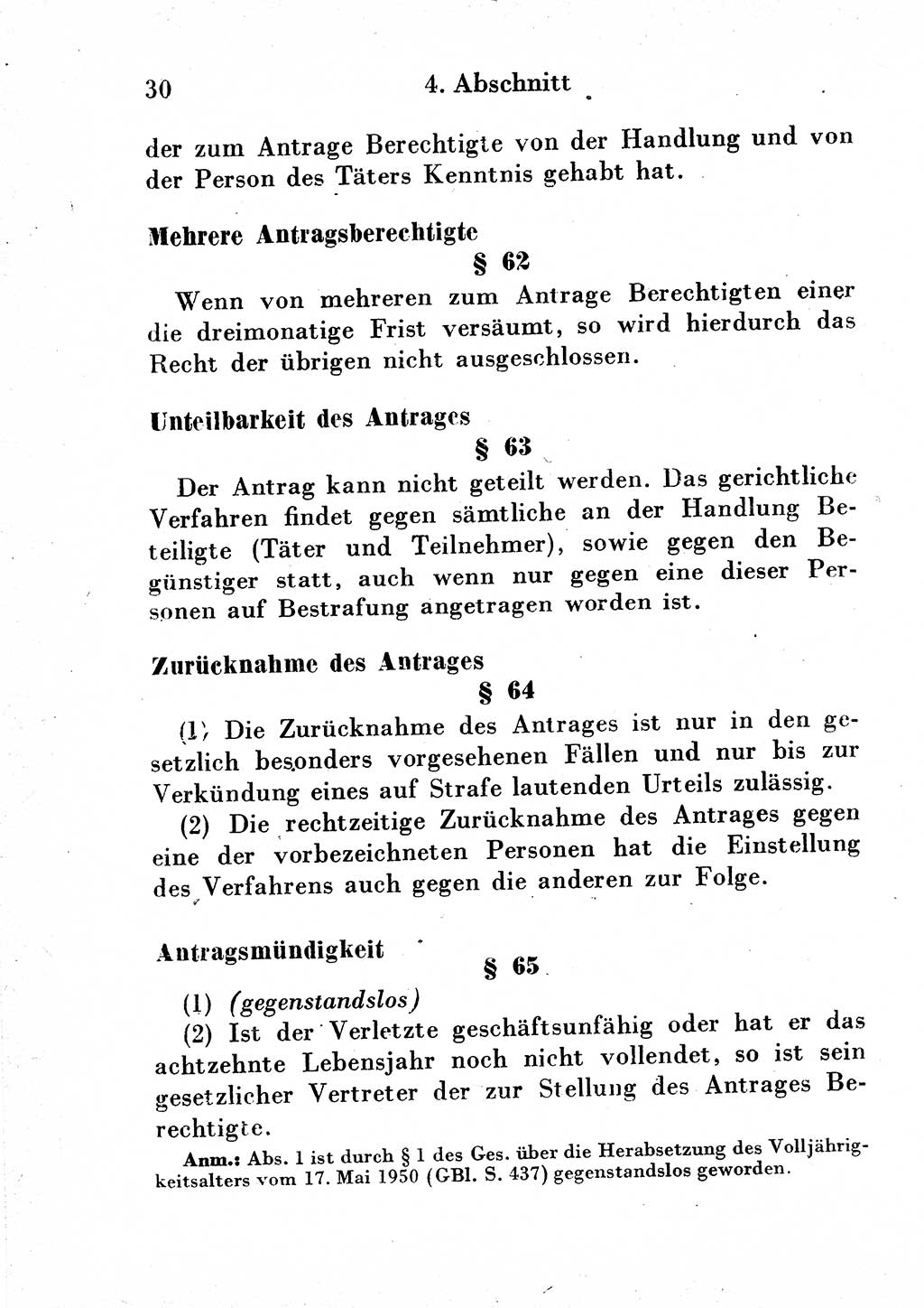 Strafgesetzbuch (StGB) und andere Strafgesetze [Deutsche Demokratische Republik (DDR)] 1954, Seite 30 (StGB Strafges. DDR 1954, S. 30)