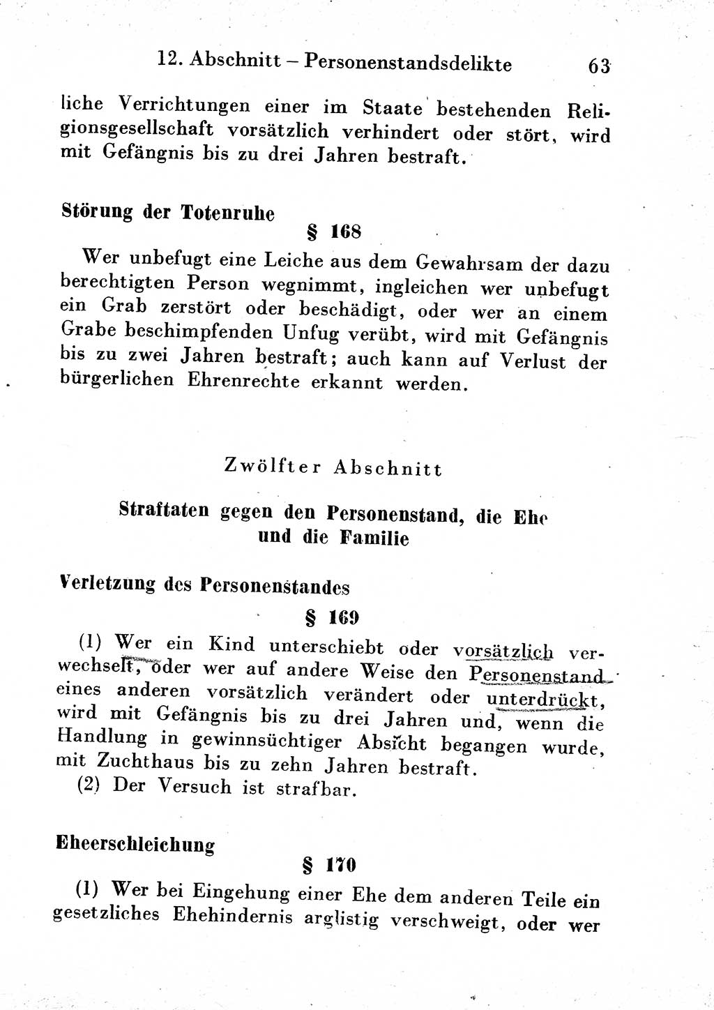 Strafgesetzbuch (StGB) und andere Strafgesetze [Deutsche Demokratische Republik (DDR)] 1954, Seite 63 (StGB Strafges. DDR 1954, S. 63)
