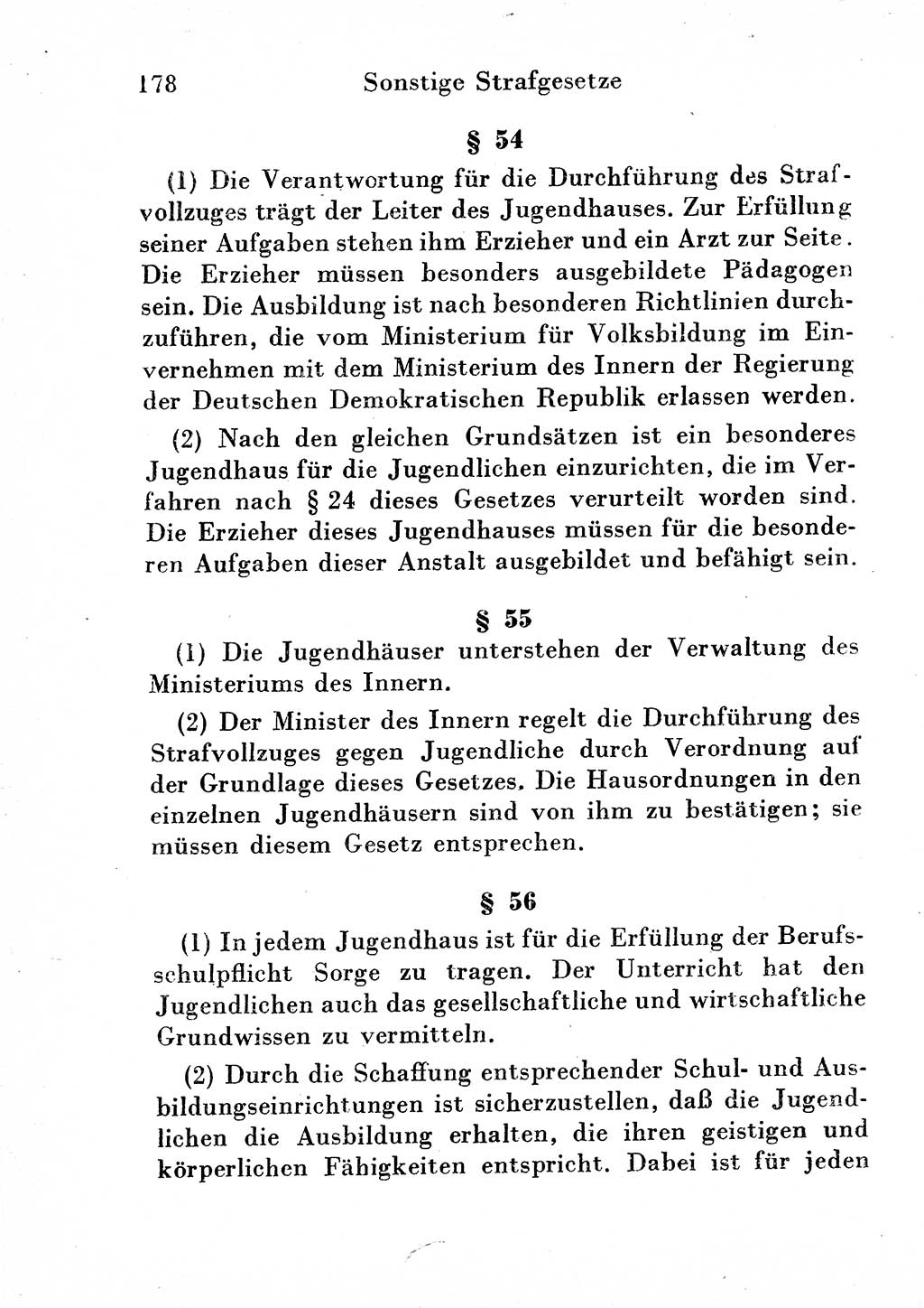 Strafgesetzbuch (StGB) und andere Strafgesetze [Deutsche Demokratische Republik (DDR)] 1954, Seite 178 (StGB Strafges. DDR 1954, S. 178)
