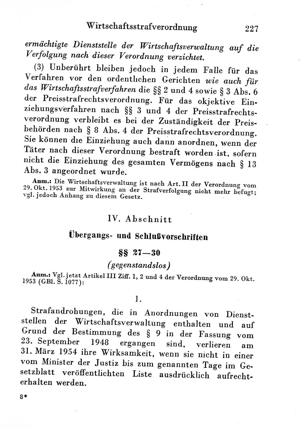 Strafgesetzbuch (StGB) und andere Strafgesetze [Deutsche Demokratische Republik (DDR)] 1954, Seite 227 (StGB Strafges. DDR 1954, S. 227)
