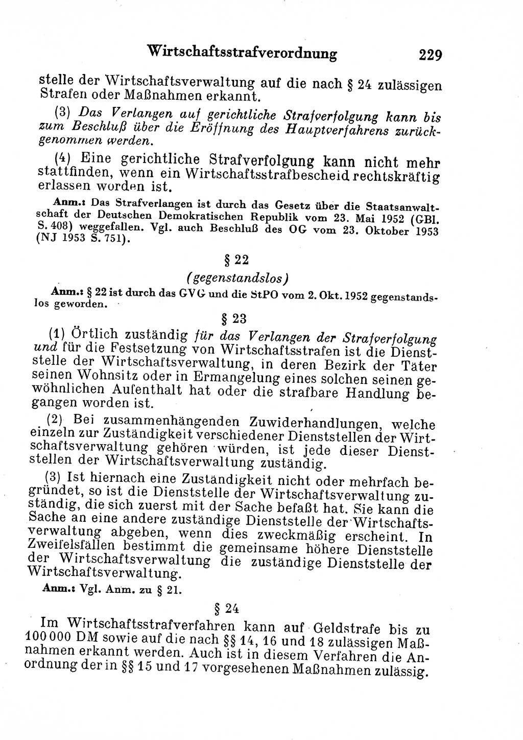 Strafgesetzbuch (StGB) und andere Strafgesetze [Deutsche Demokratische Republik (DDR)] 1954, Seite 229 (StGB Strafges. DDR 1954, S. 229)
