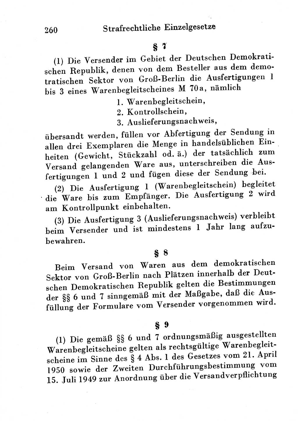 Strafgesetzbuch (StGB) und andere Strafgesetze [Deutsche Demokratische Republik (DDR)] 1954, Seite 260 (StGB Strafges. DDR 1954, S. 260)