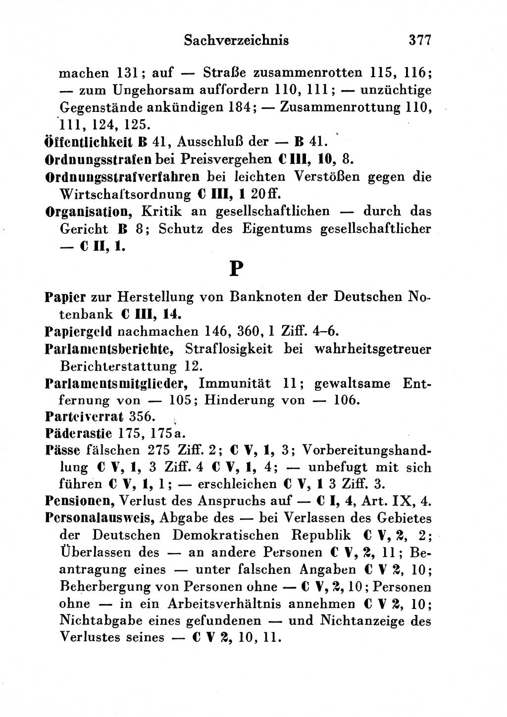 Strafgesetzbuch (StGB) und andere Strafgesetze [Deutsche Demokratische Republik (DDR)] 1954, Seite 377 (StGB Strafges. DDR 1954, S. 377)