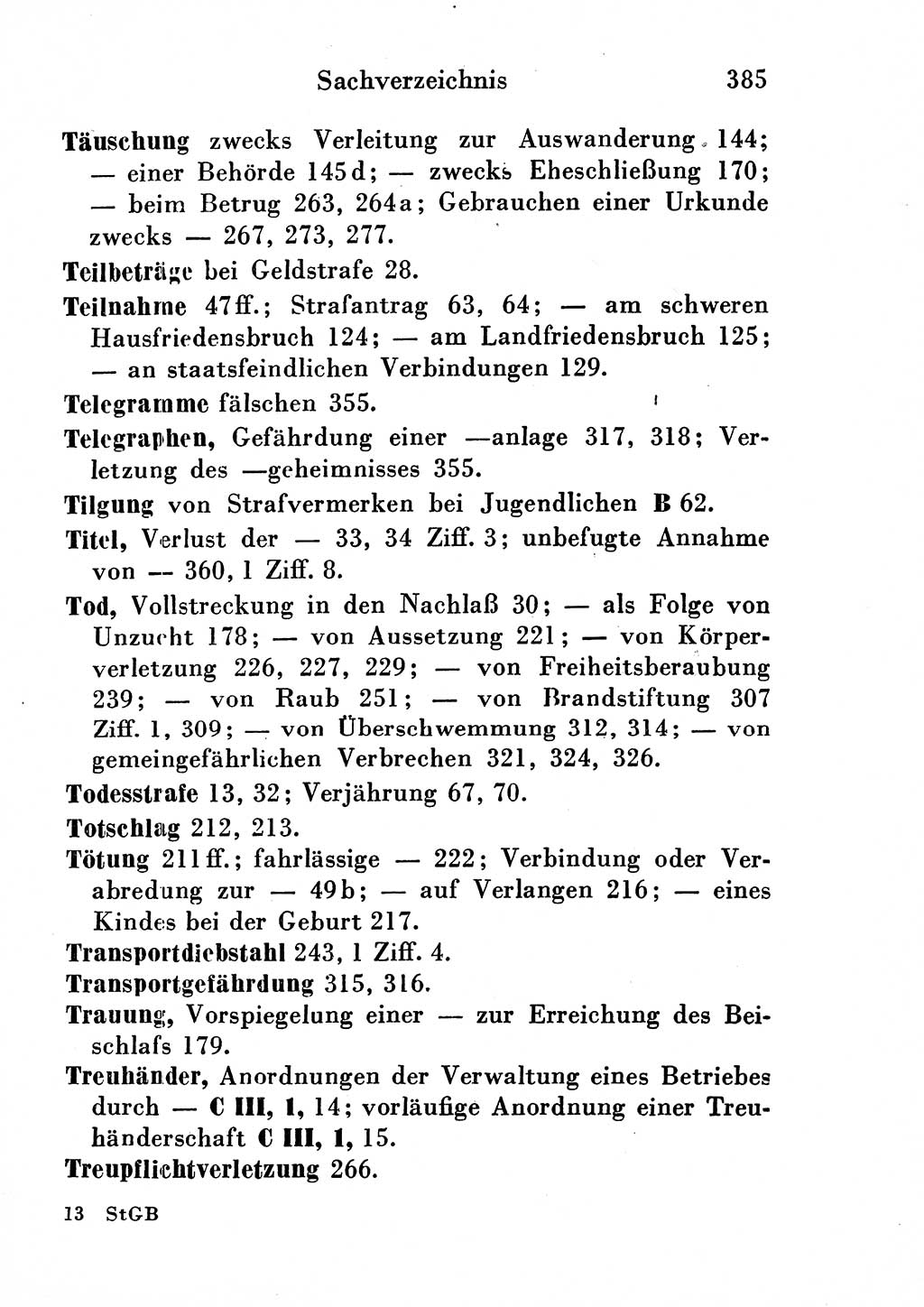 Strafgesetzbuch (StGB) und andere Strafgesetze [Deutsche Demokratische Republik (DDR)] 1954, Seite 385 (StGB Strafges. DDR 1954, S. 385)