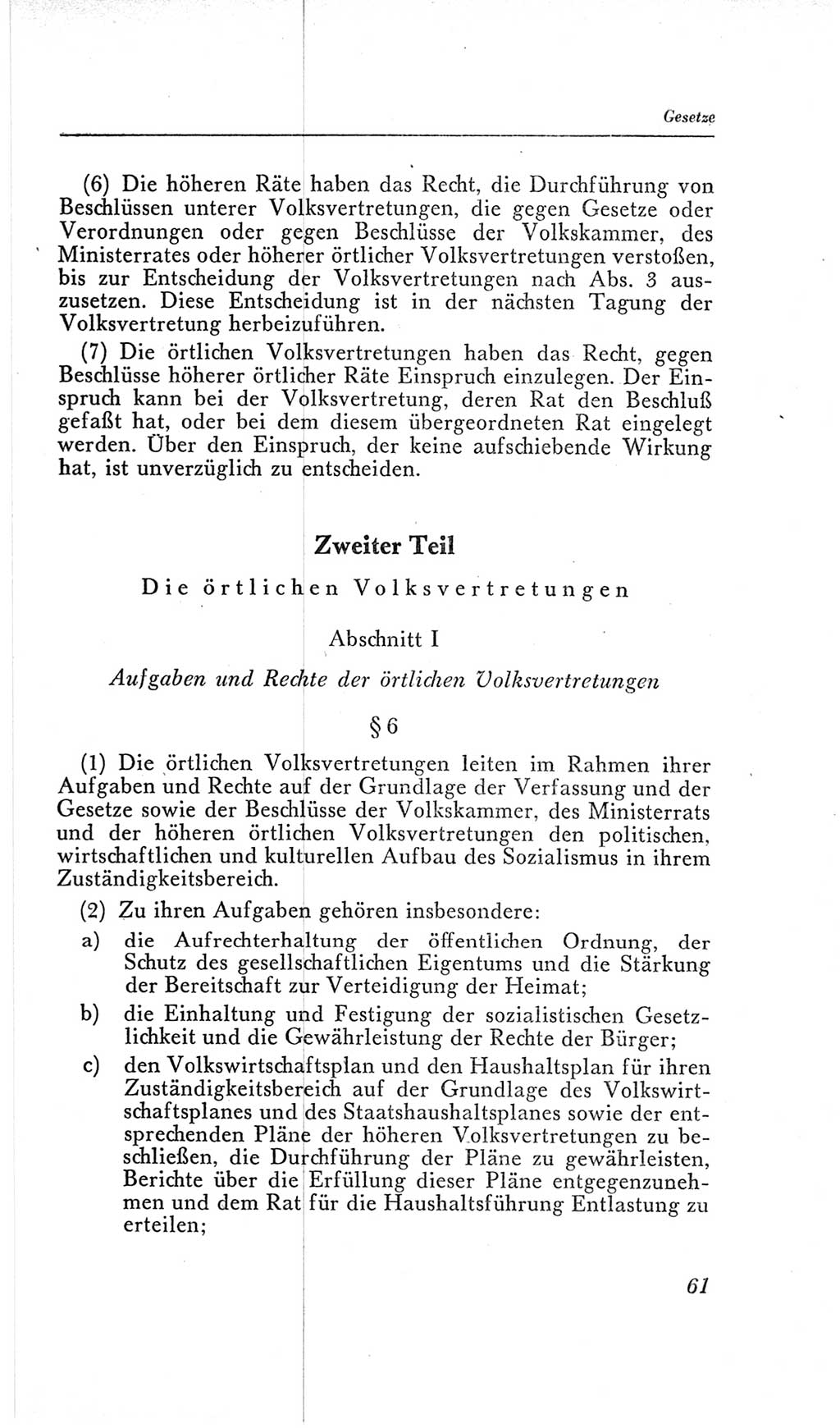 Handbuch der Volkskammer (VK) der Deutschen Demokratischen Republik (DDR), 2. Wahlperiode 1954-1958, Seite 61 (Hdb. VK. DDR, 2. WP. 1954-1958, S. 61)