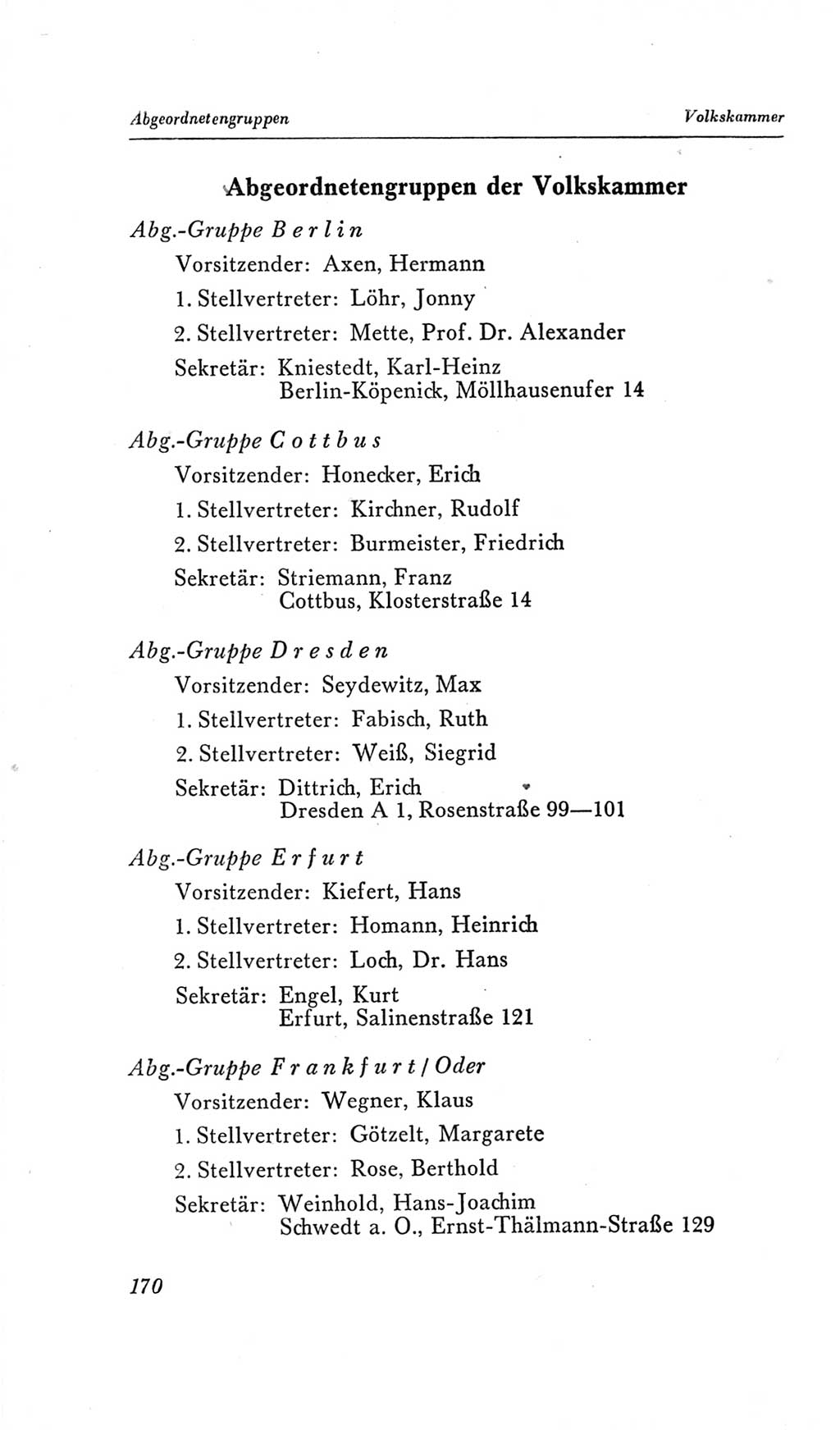 Handbuch der Volkskammer (VK) der Deutschen Demokratischen Republik (DDR), 2. Wahlperiode 1954-1958, Seite 170 (Hdb. VK. DDR, 2. WP. 1954-1958, S. 170)