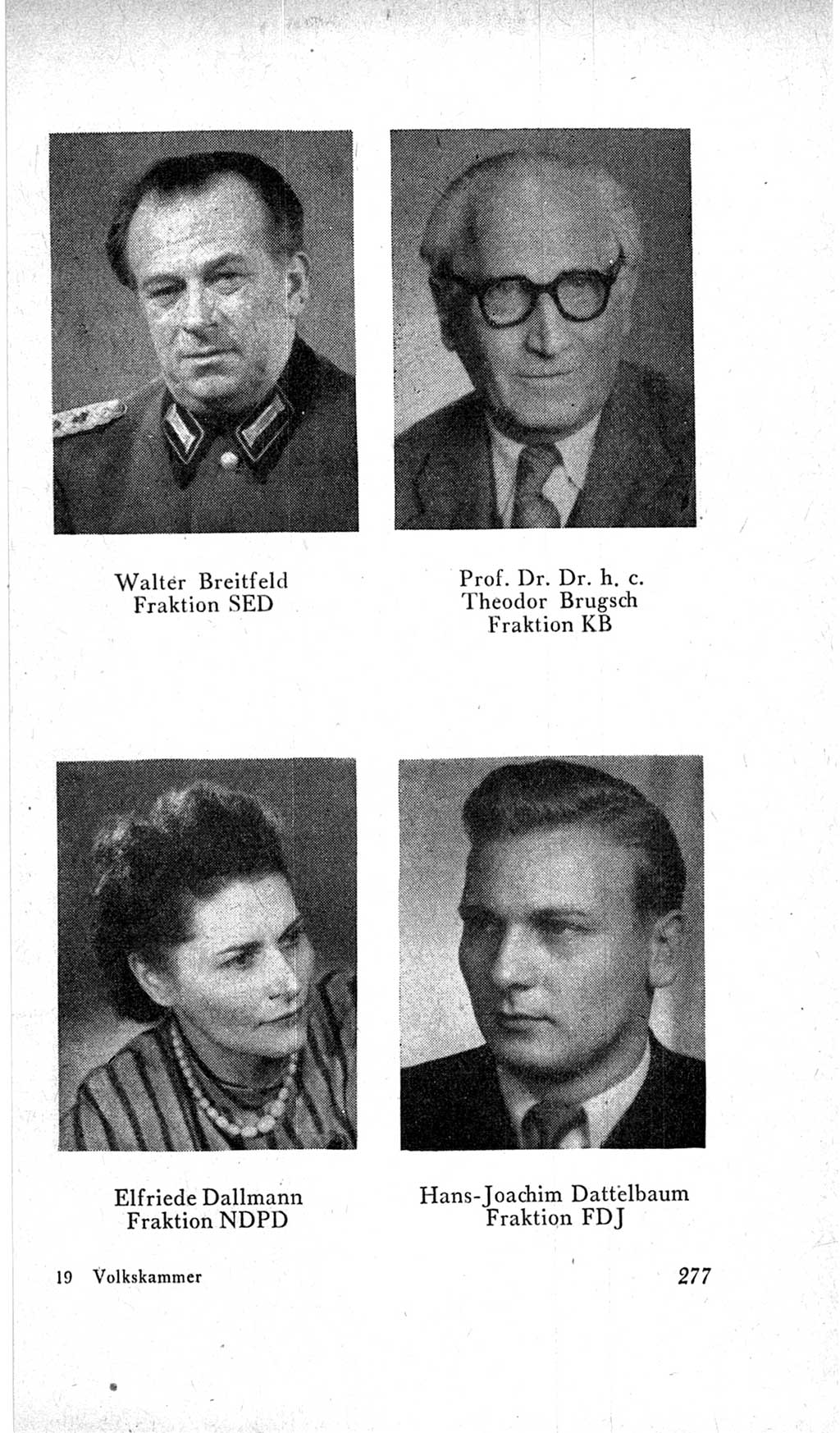 Handbuch der Volkskammer (VK) der Deutschen Demokratischen Republik (DDR), 2. Wahlperiode 1954-1958, Seite 277 (Hdb. VK. DDR, 2. WP. 1954-1958, S. 277)