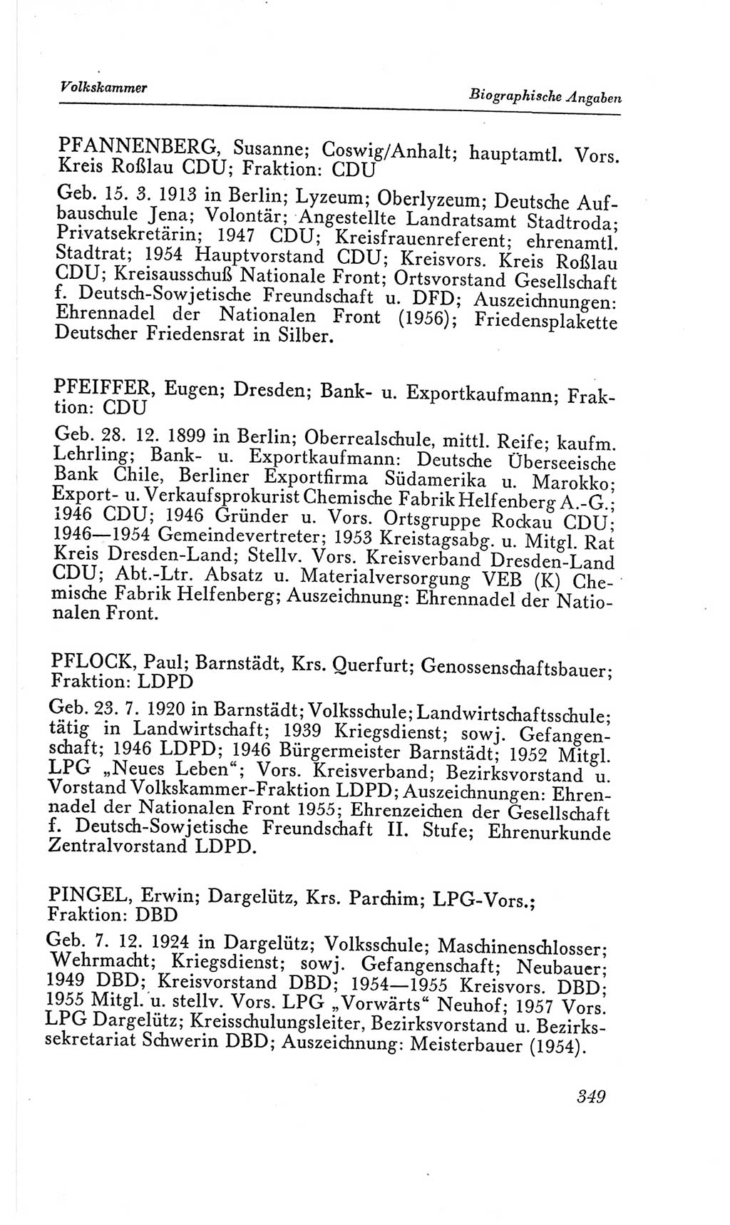 Handbuch der Volkskammer (VK) der Deutschen Demokratischen Republik (DDR), 2. Wahlperiode 1954-1958, Seite 349 (Hdb. VK. DDR, 2. WP. 1954-1958, S. 349)