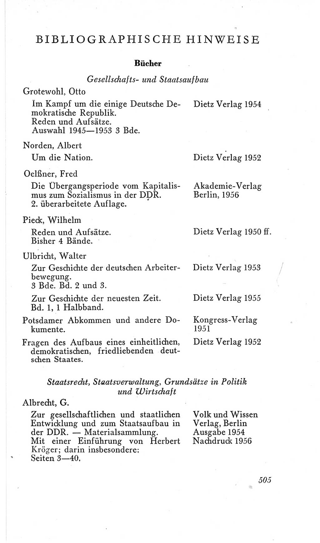 Handbuch der Volkskammer (VK) der Deutschen Demokratischen Republik (DDR), 2. Wahlperiode 1954-1958, Seite 505 (Hdb. VK. DDR, 2. WP. 1954-1958, S. 505)