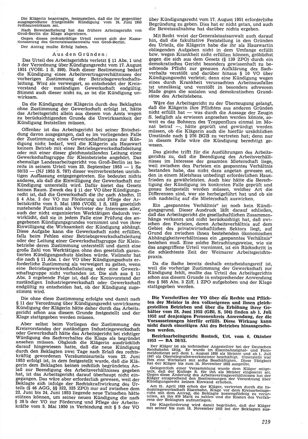 Neue Justiz (NJ), Zeitschrift für Recht und Rechtswissenschaft [Deutsche Demokratische Republik (DDR)], 8. Jahrgang 1954, Seite 219 (NJ DDR 1954, S. 219)