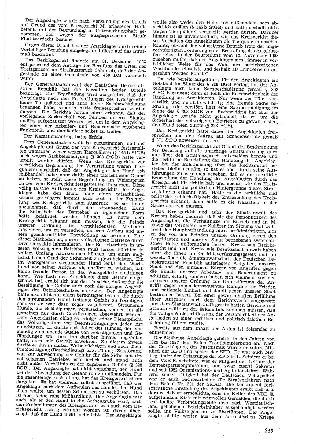 Neue Justiz (NJ), Zeitschrift für Recht und Rechtswissenschaft [Deutsche Demokratische Republik (DDR)], 8. Jahrgang 1954, Seite 243 (NJ DDR 1954, S. 243)