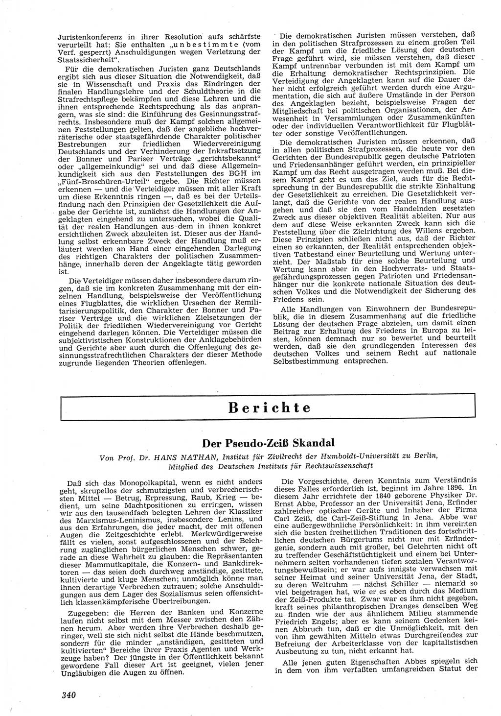 Neue Justiz (NJ), Zeitschrift für Recht und Rechtswissenschaft [Deutsche Demokratische Republik (DDR)], 8. Jahrgang 1954, Seite 340 (NJ DDR 1954, S. 340)