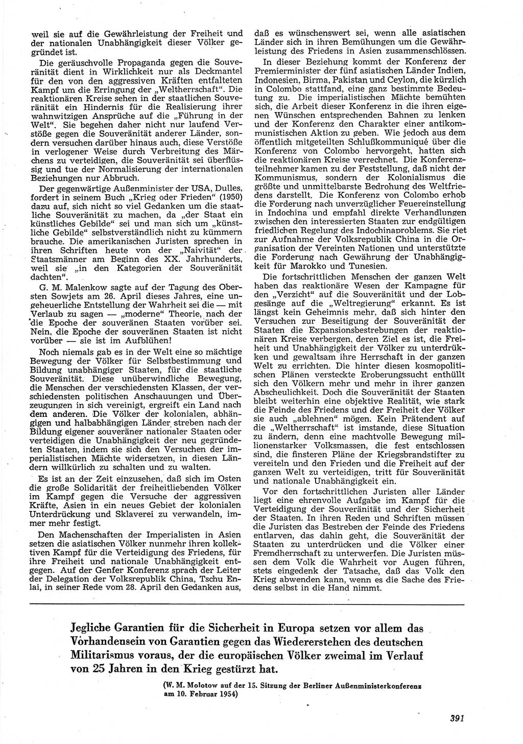 Neue Justiz (NJ), Zeitschrift für Recht und Rechtswissenschaft [Deutsche Demokratische Republik (DDR)], 8. Jahrgang 1954, Seite 391 (NJ DDR 1954, S. 391)
