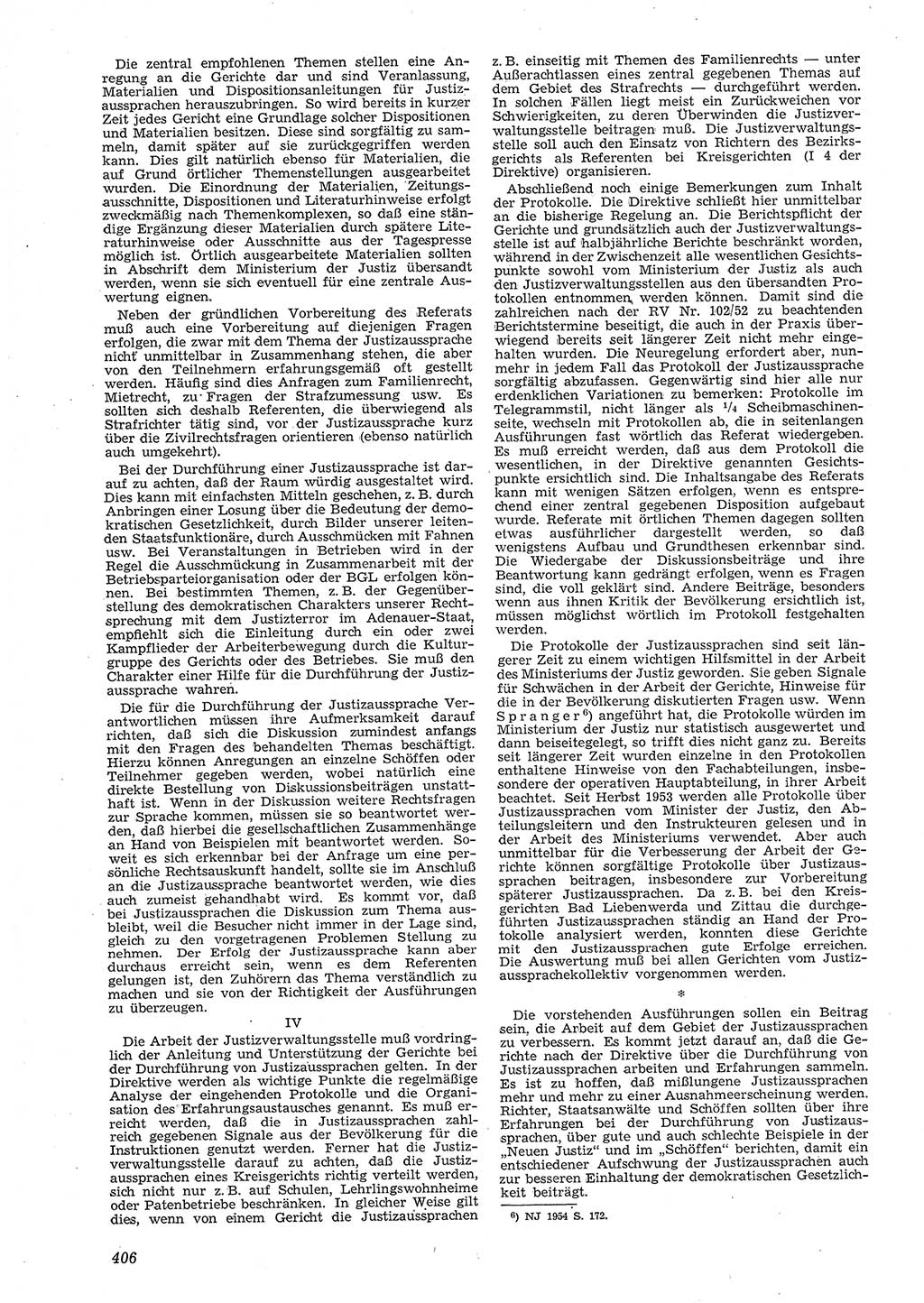 Neue Justiz (NJ), Zeitschrift für Recht und Rechtswissenschaft [Deutsche Demokratische Republik (DDR)], 8. Jahrgang 1954, Seite 406 (NJ DDR 1954, S. 406)