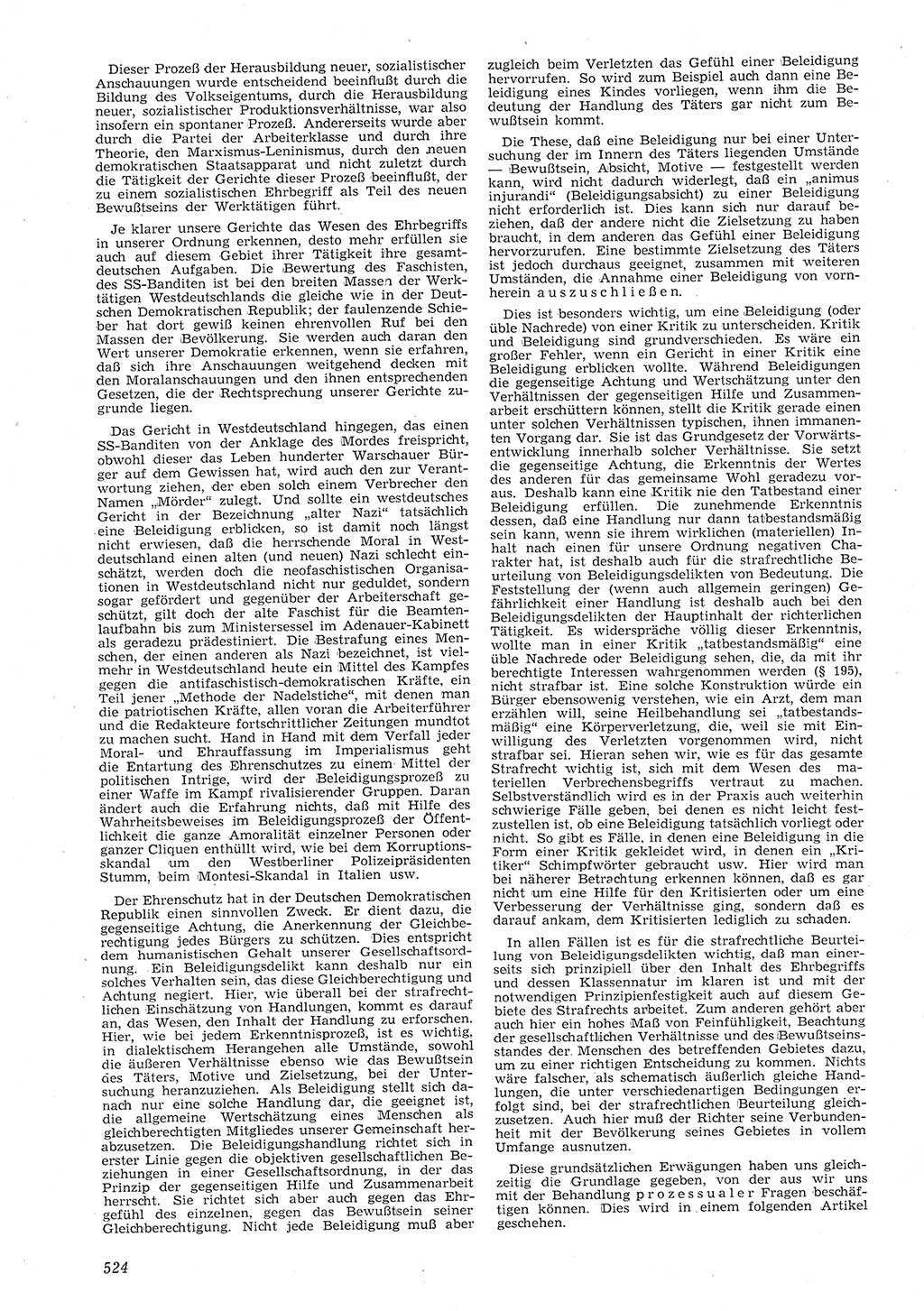Neue Justiz (NJ), Zeitschrift für Recht und Rechtswissenschaft [Deutsche Demokratische Republik (DDR)], 8. Jahrgang 1954, Seite 524 (NJ DDR 1954, S. 524)