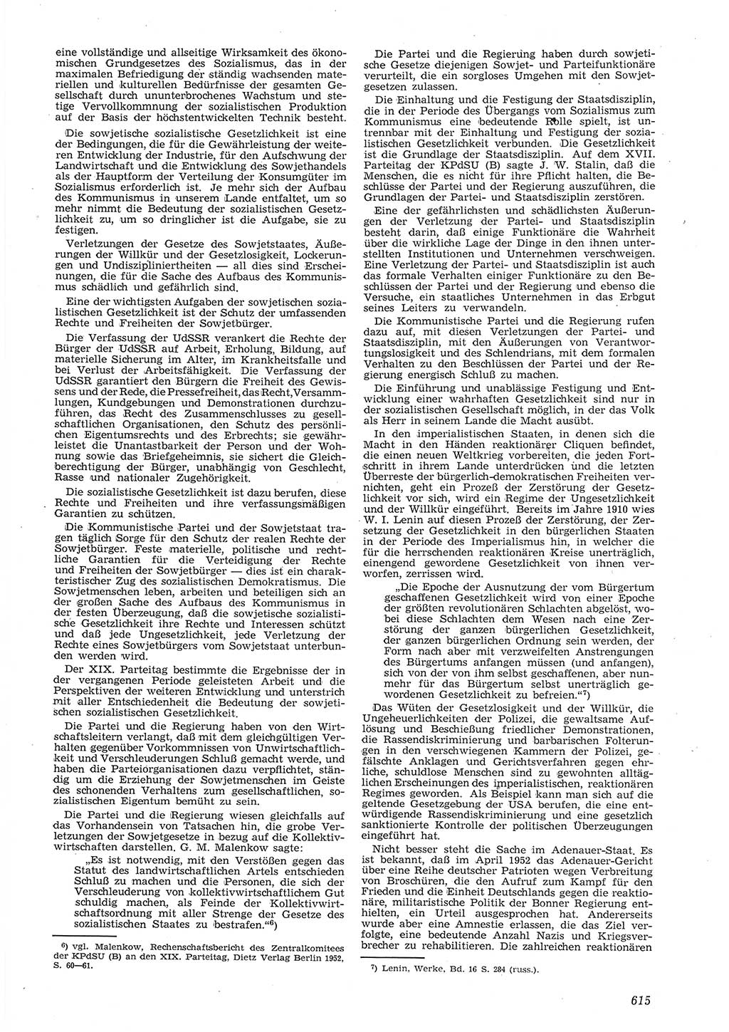 Neue Justiz (NJ), Zeitschrift für Recht und Rechtswissenschaft [Deutsche Demokratische Republik (DDR)], 8. Jahrgang 1954, Seite 615 (NJ DDR 1954, S. 615)