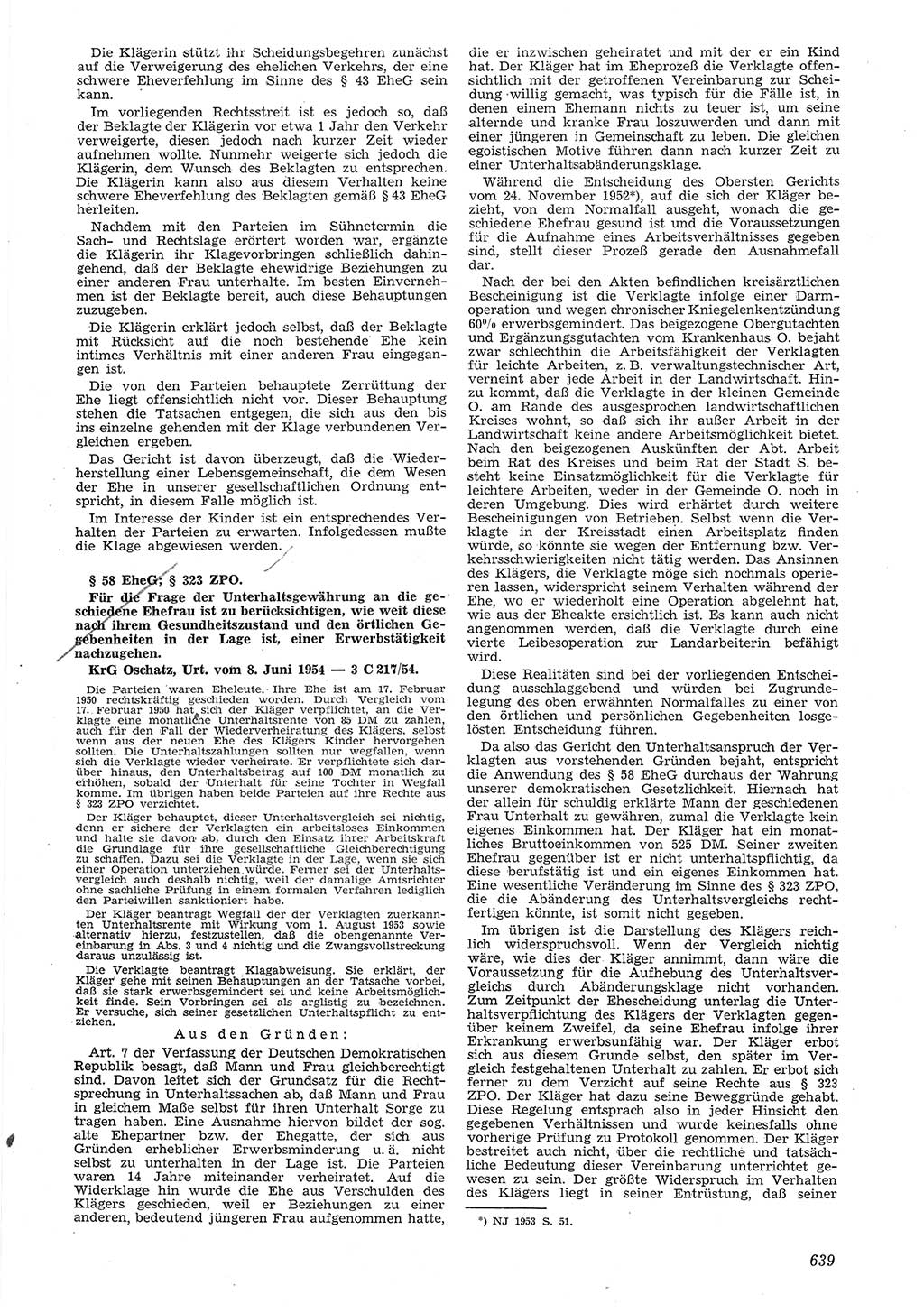 Neue Justiz (NJ), Zeitschrift für Recht und Rechtswissenschaft [Deutsche Demokratische Republik (DDR)], 8. Jahrgang 1954, Seite 639 (NJ DDR 1954, S. 639)