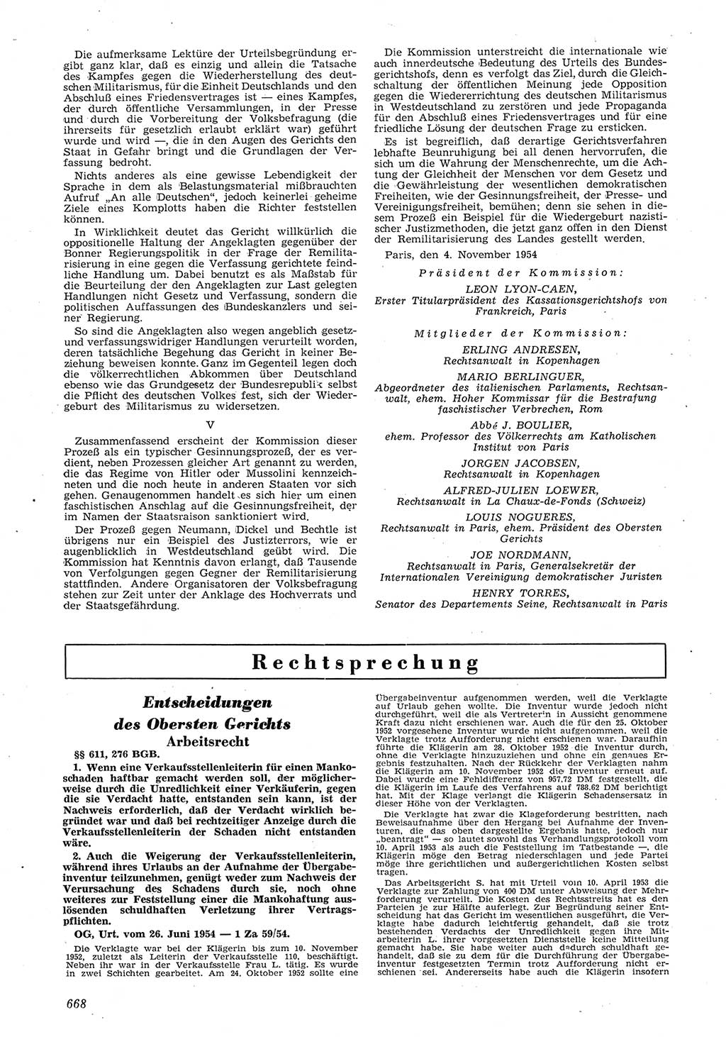 Neue Justiz (NJ), Zeitschrift für Recht und Rechtswissenschaft [Deutsche Demokratische Republik (DDR)], 8. Jahrgang 1954, Seite 668 (NJ DDR 1954, S. 668)