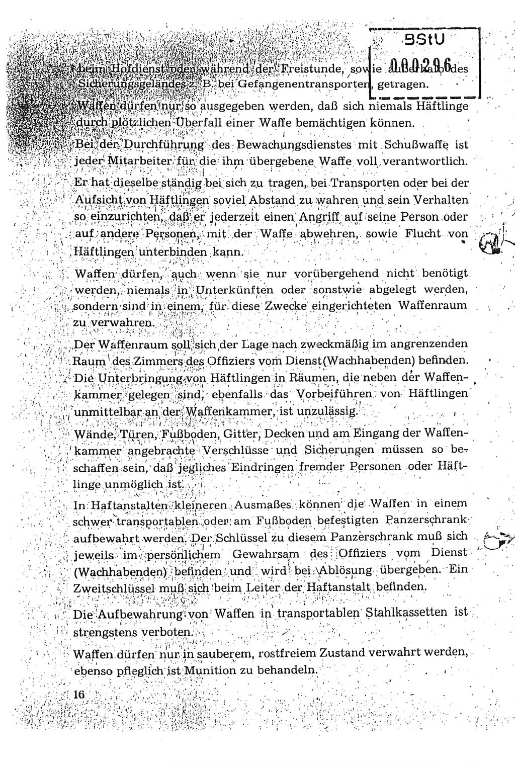 Dienstanweisung für den Dienst und die Ordnung in den Untersuchungshaftanstalten (UHA) des Staatssekretariats für Staatssicherheit (SfS), Deutsche Demokratische Republik (DDR), Staatssekretariat für Staatssicherheit (SfS), Stellvertreter des Ministers, Berlin 1955, Seite 16 (DA MfS DDR Sekr. Min. GVS 2708/55 1955, S. 16)