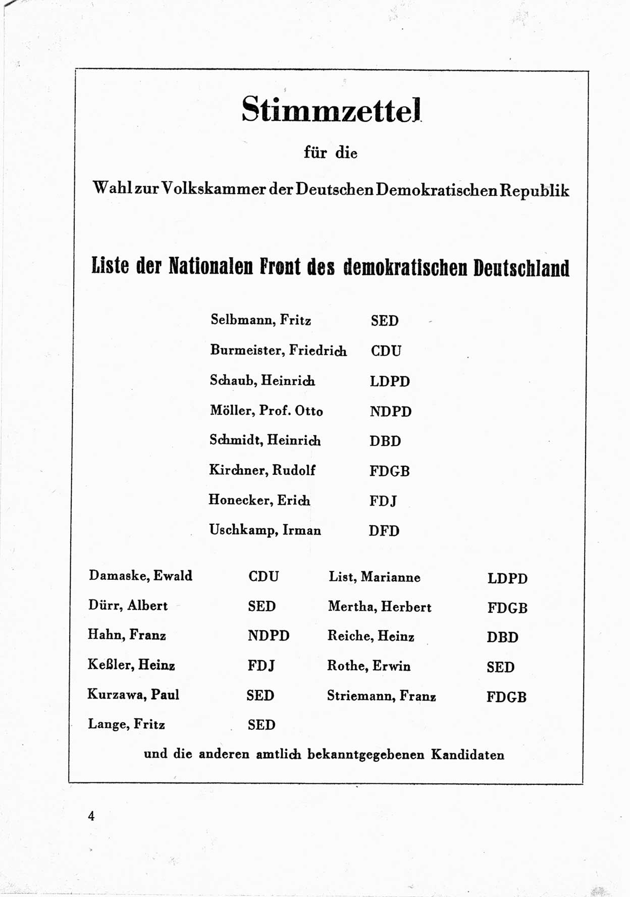 Dokumente des Unrechts, das SED-Regime [Deutsche Demokratische Republik (DDR)] in der Praxis, neue Folge, herausgegeben vom Bundesministerium für gesamtdeutsche Fragen (BMG) [Bundesrepublik Deutschland (BRD)], Bonn 1955, Seite 4 (Dok. UnR. SED-Reg. DDR BMG BRD 1955, S. 4)