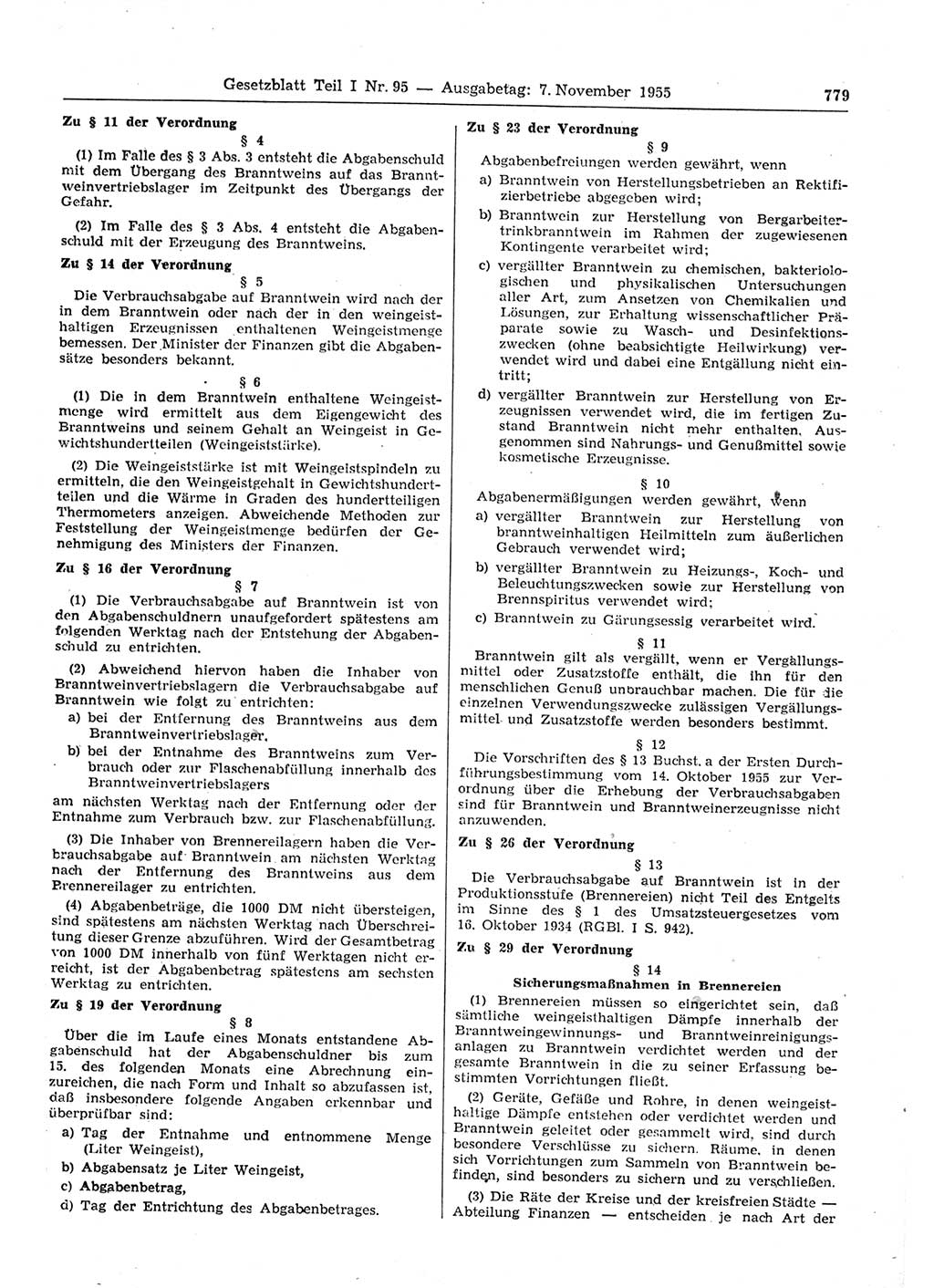 Gesetzblatt (GBl.) der Deutschen Demokratischen Republik (DDR) Teil Ⅰ 1955, Seite 779 (GBl. DDR Ⅰ 1955, S. 779)